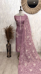 Unstitched Tissue Linen Suit Set Featuring Linen Dupatta