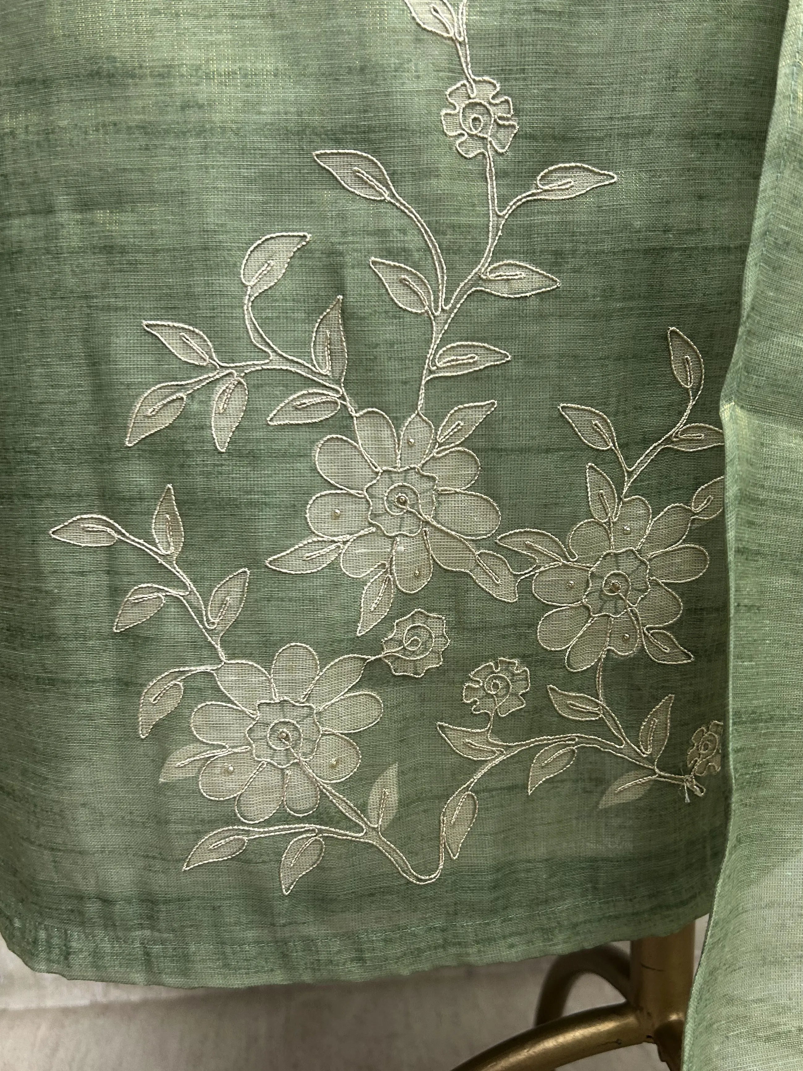 Unstitched Tissue Linen Suit Set Featuring Linen Dupatta