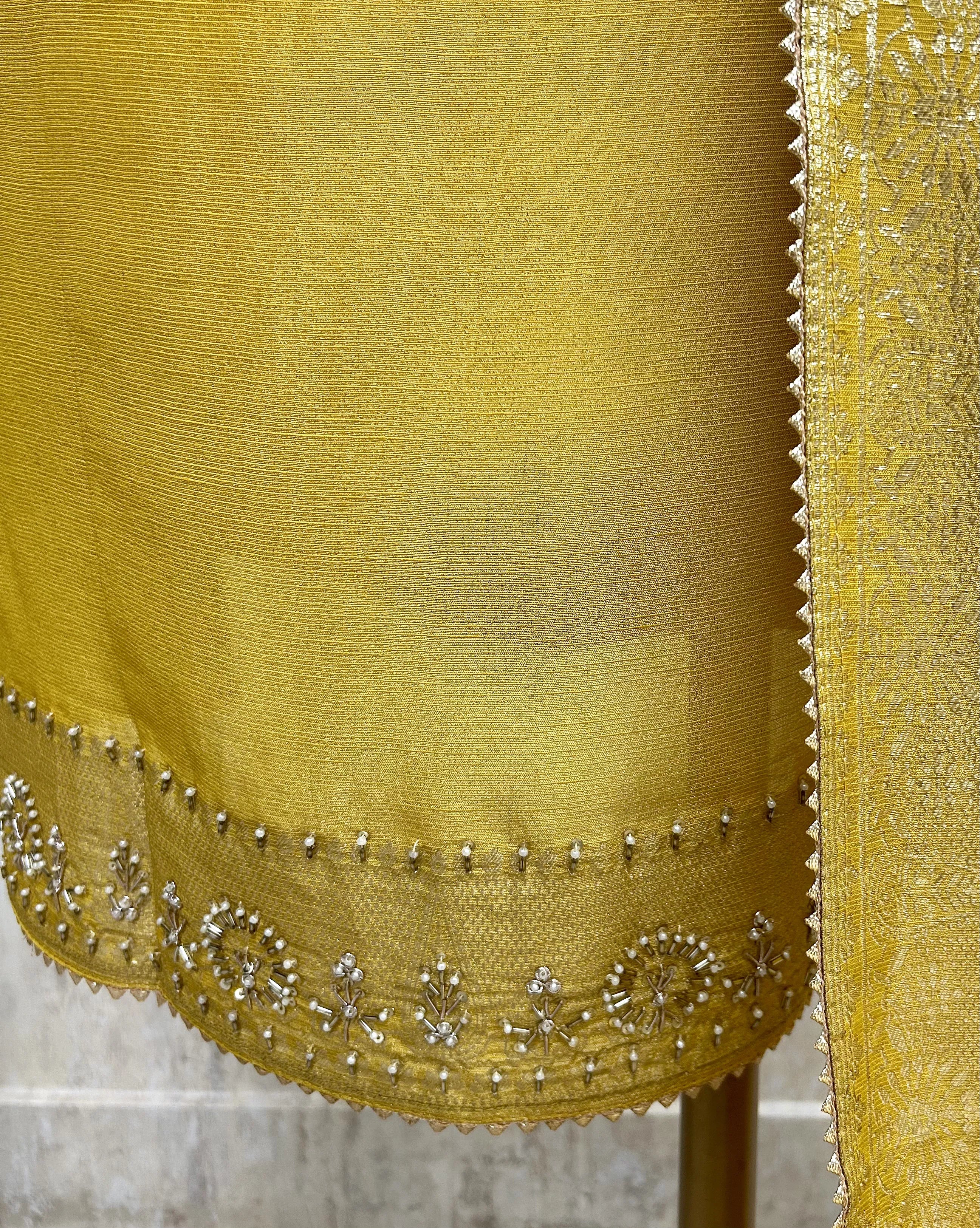 Tissue Unstitched Suit Set With Tissue Dupatta