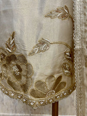 Tissue Unstitched Suit Set With Organza Dupatta