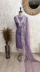 Modal Unstitched Suit Set With Organza Dupatta