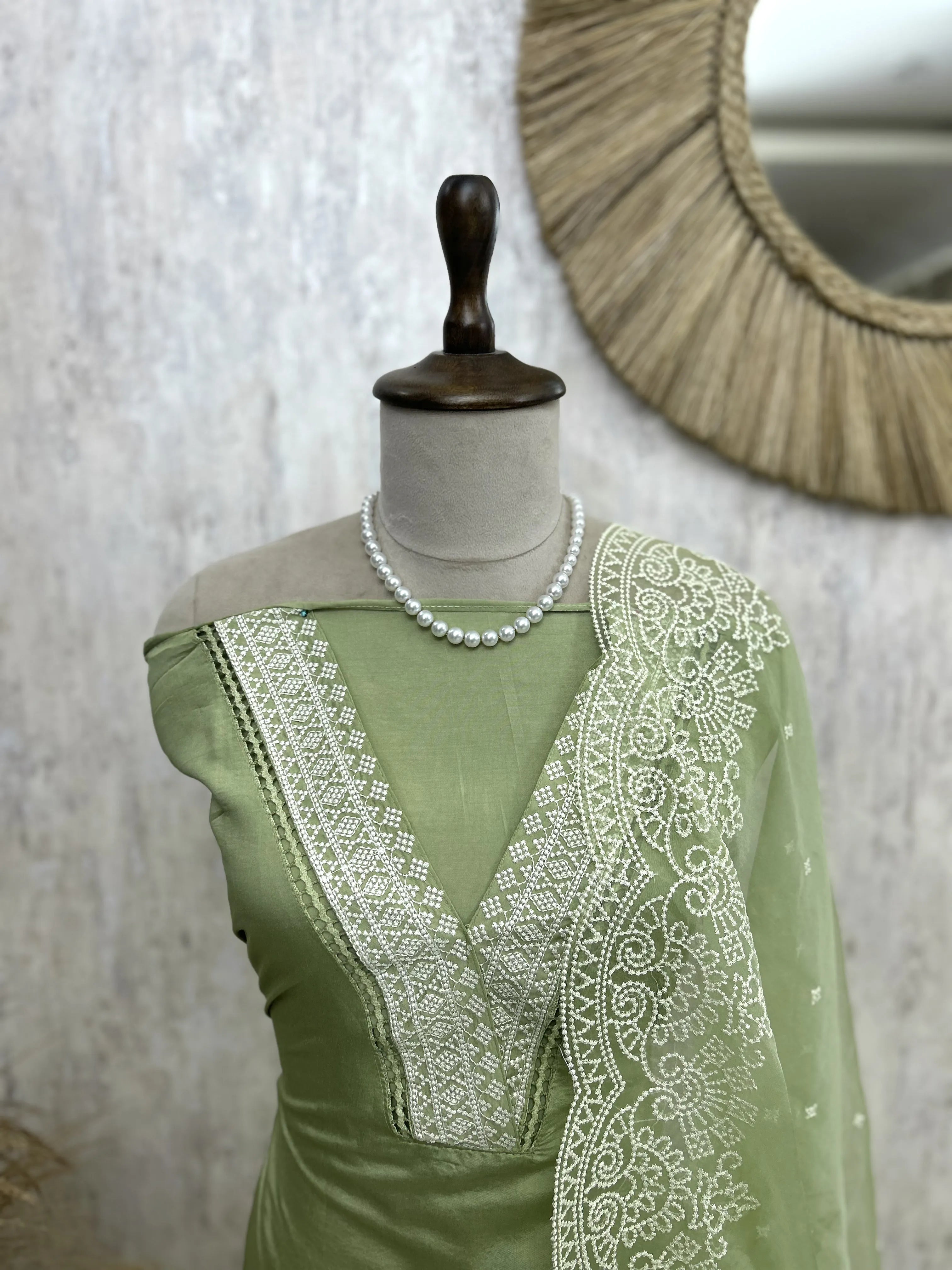 Modal Unstitched Suit Set With Organza Dupatta