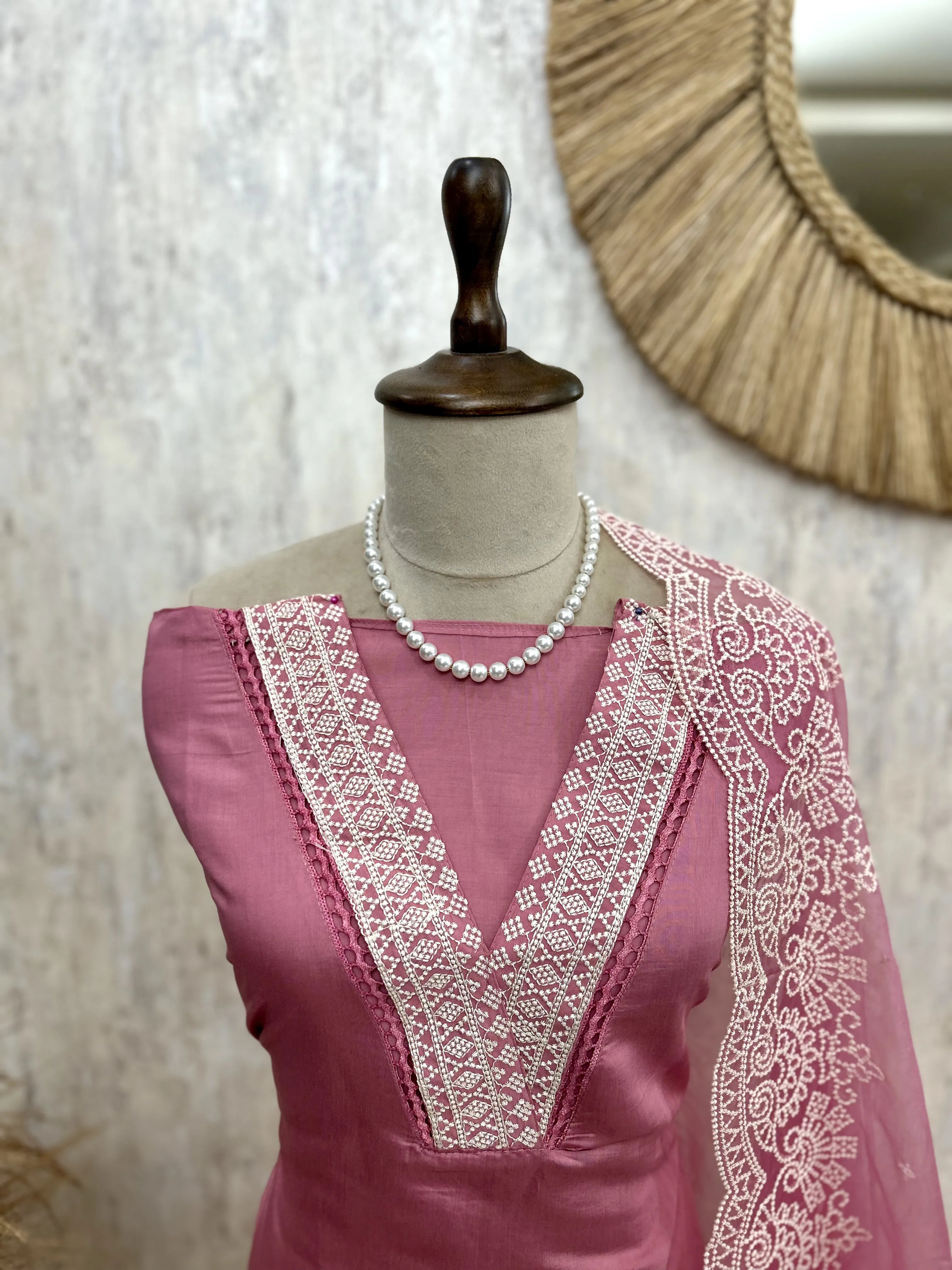 Modal Unstitched Suit Set With Organza Dupatta