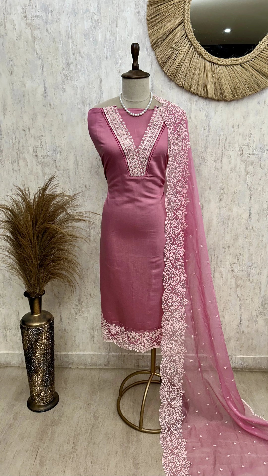 Modal Unstitched Suit Set With Organza Dupatta