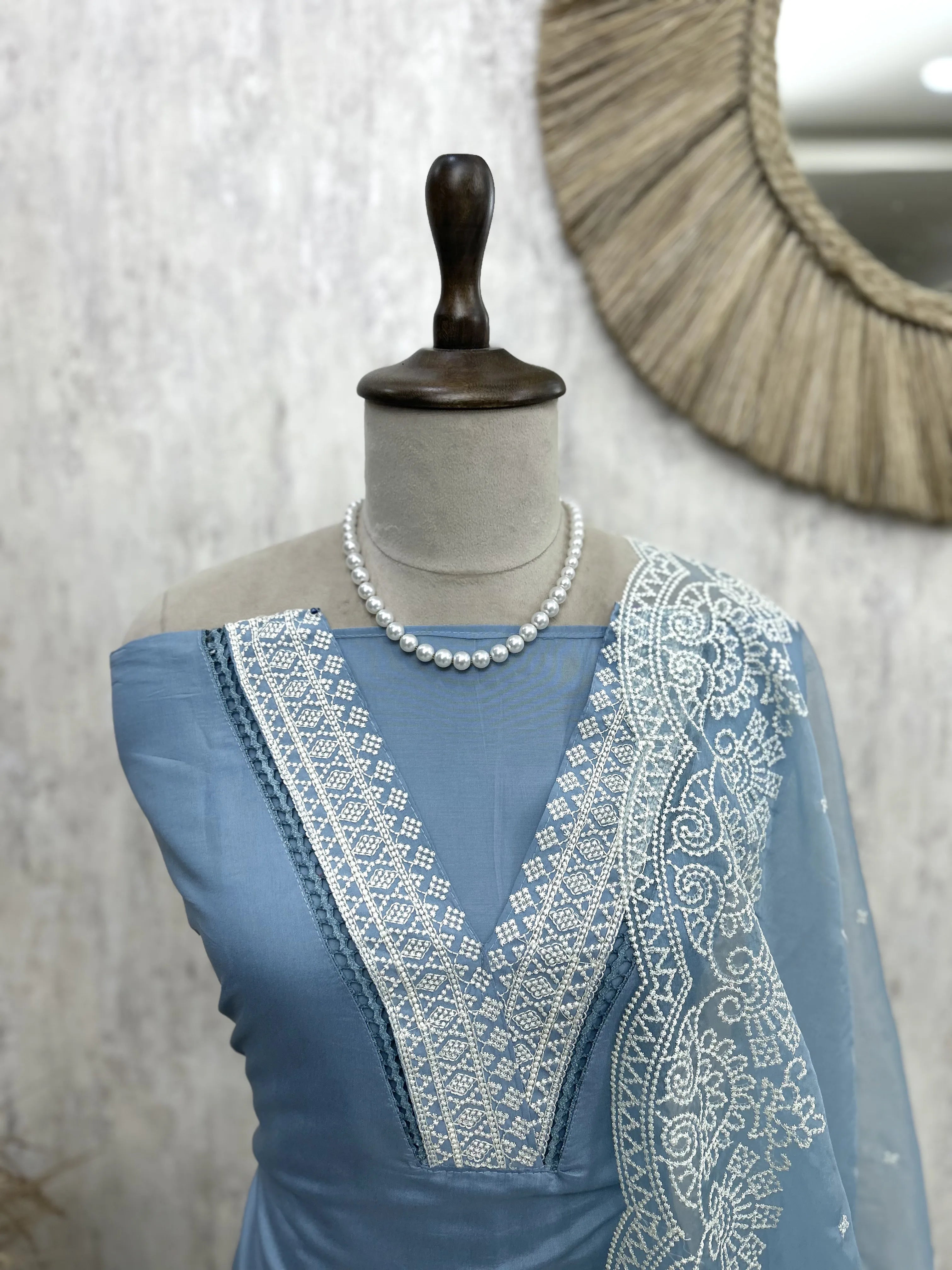 Modal Unstitched Suit Set With Organza Dupatta