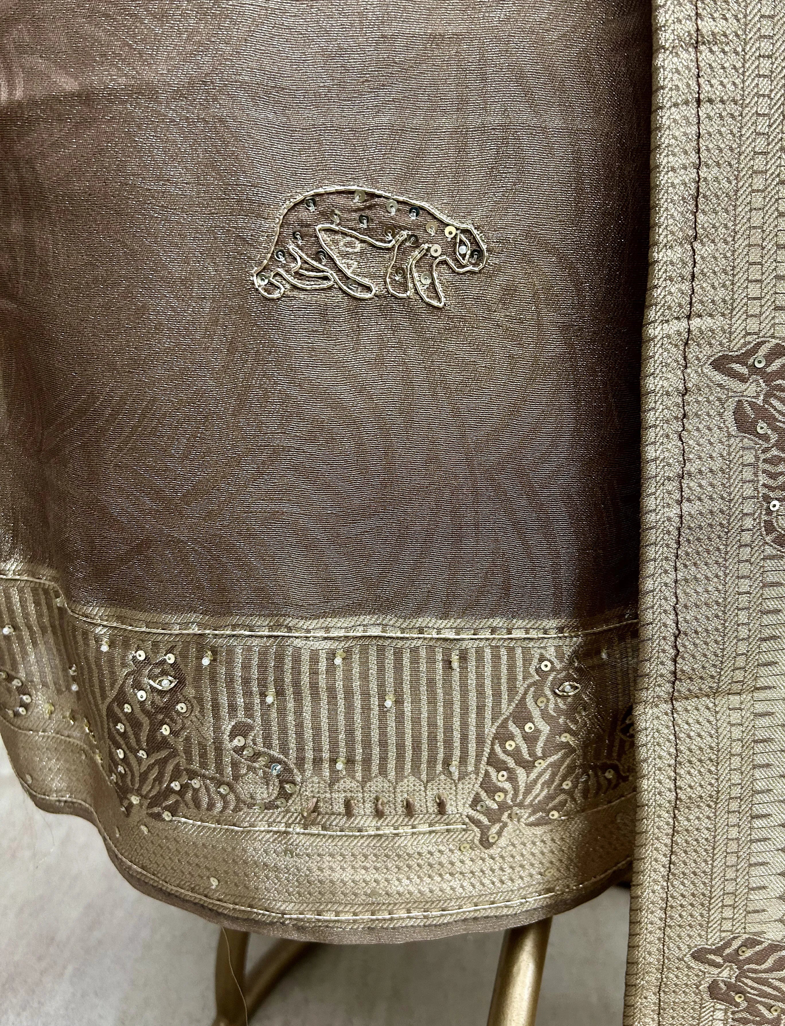 Tissue Unstitched Suit Set Featuring Tissue Dupatta