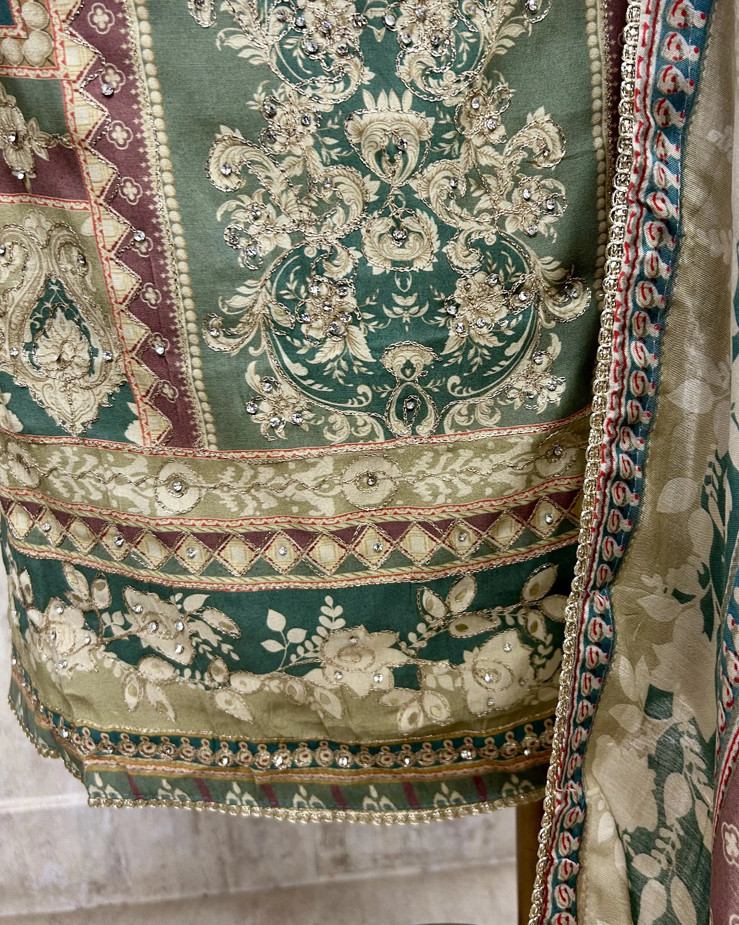 Muslin Unstitched Suit Set With Muslin Dupatta