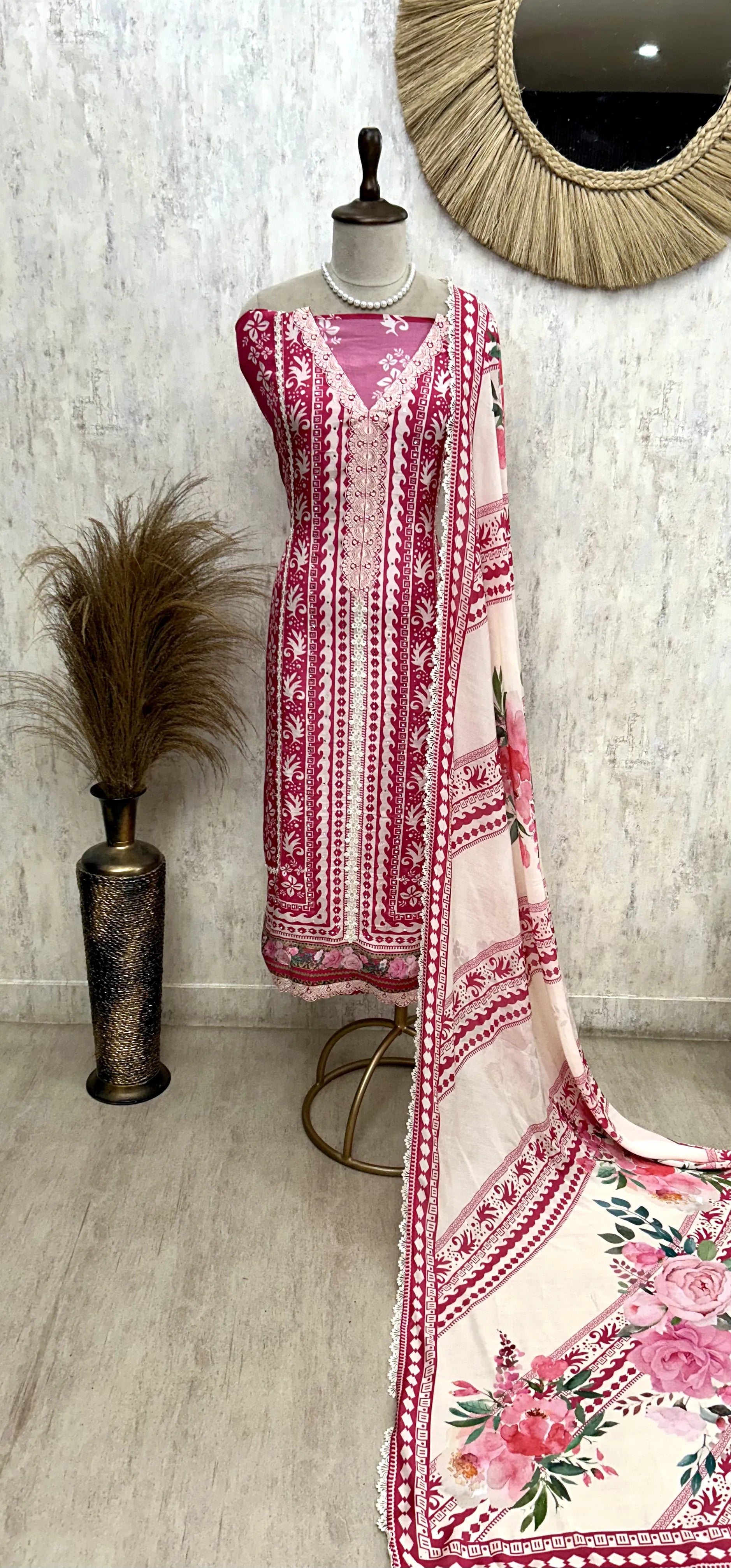 Digital Print Muslin Unstitched Suit Set