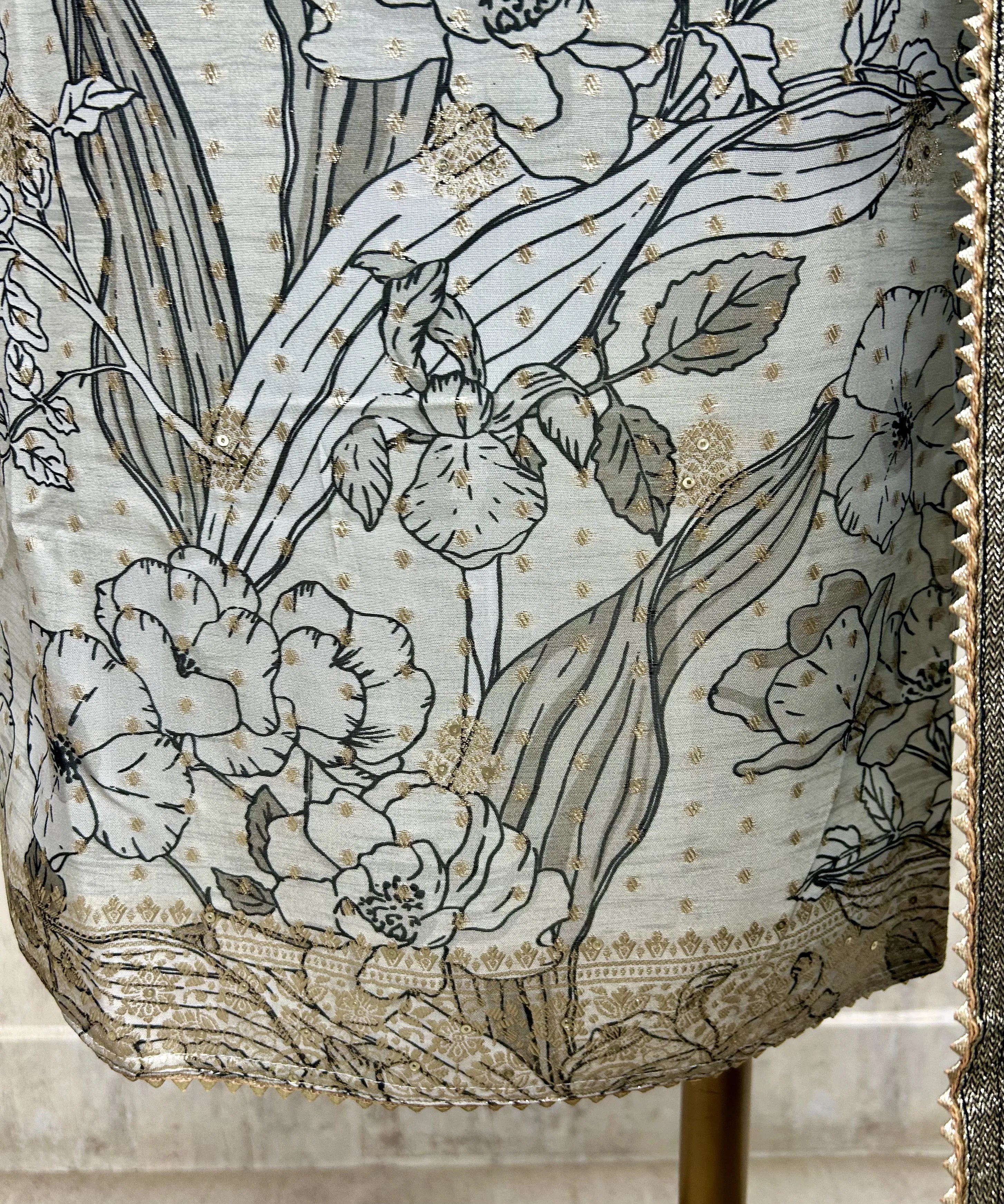 Organza Unstitched Suit Set With Organza Dupatta