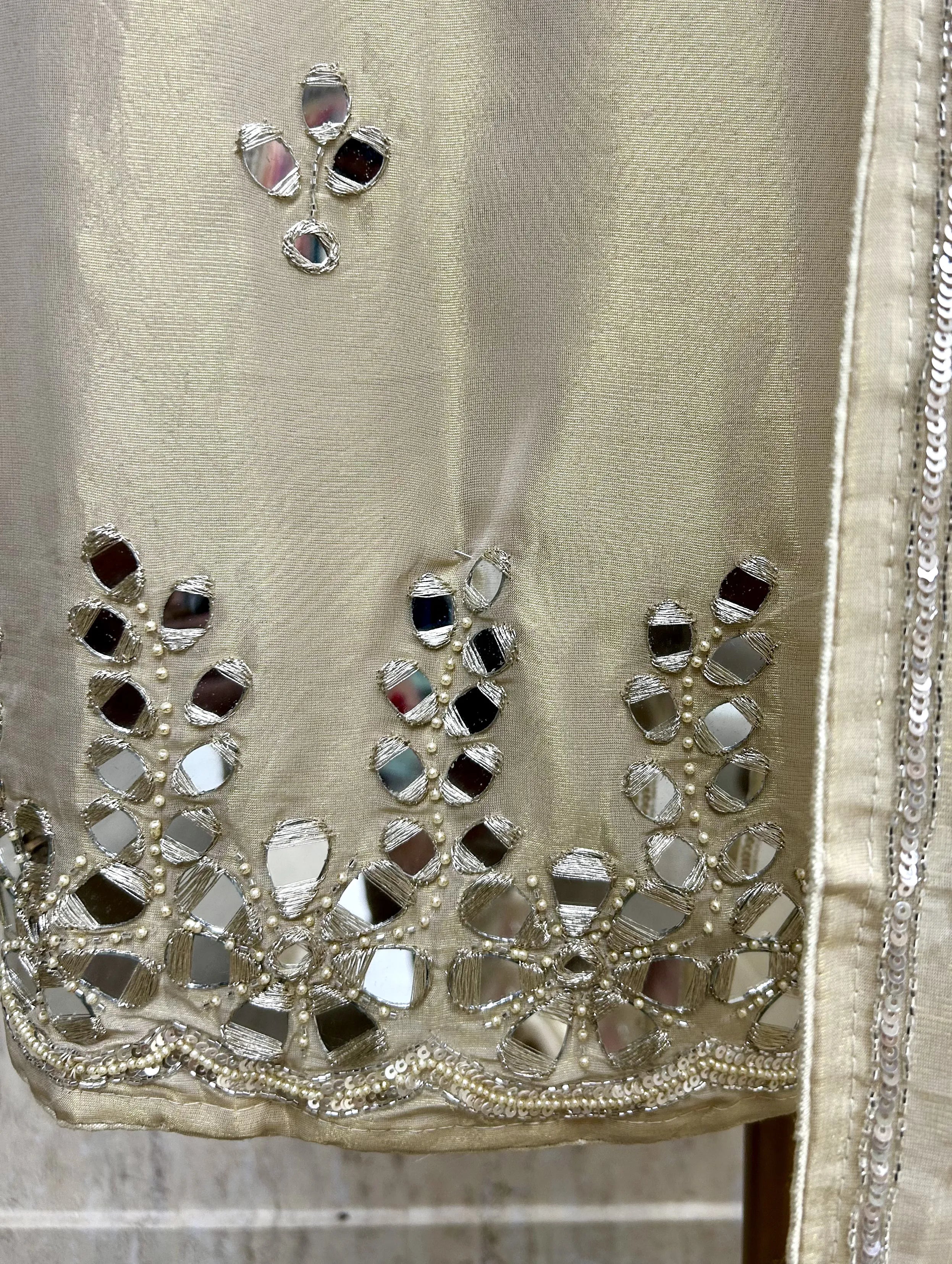 Tissue Unstitched Suit Set With Tissue Dupatta