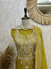 Tissue Unstitched Suit Set Featuring Organza Dupatta