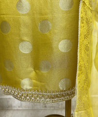 Tissue Unstitched Suit Set Featuring Organza Dupatta