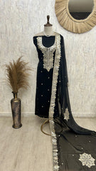 Organza Unstitched Suit Set Featuring Organza Dupatta