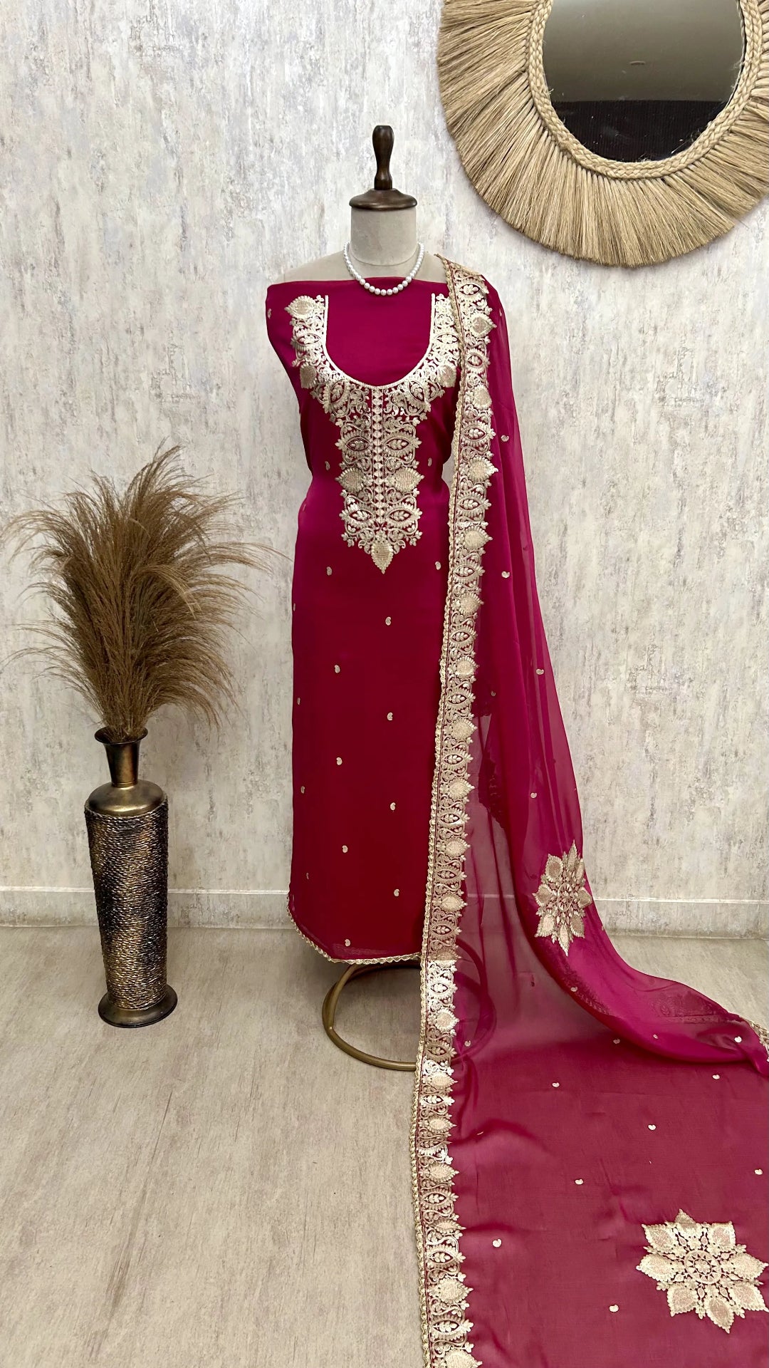 Organza Unstitched Suit Set Featuring Organza Dupatta