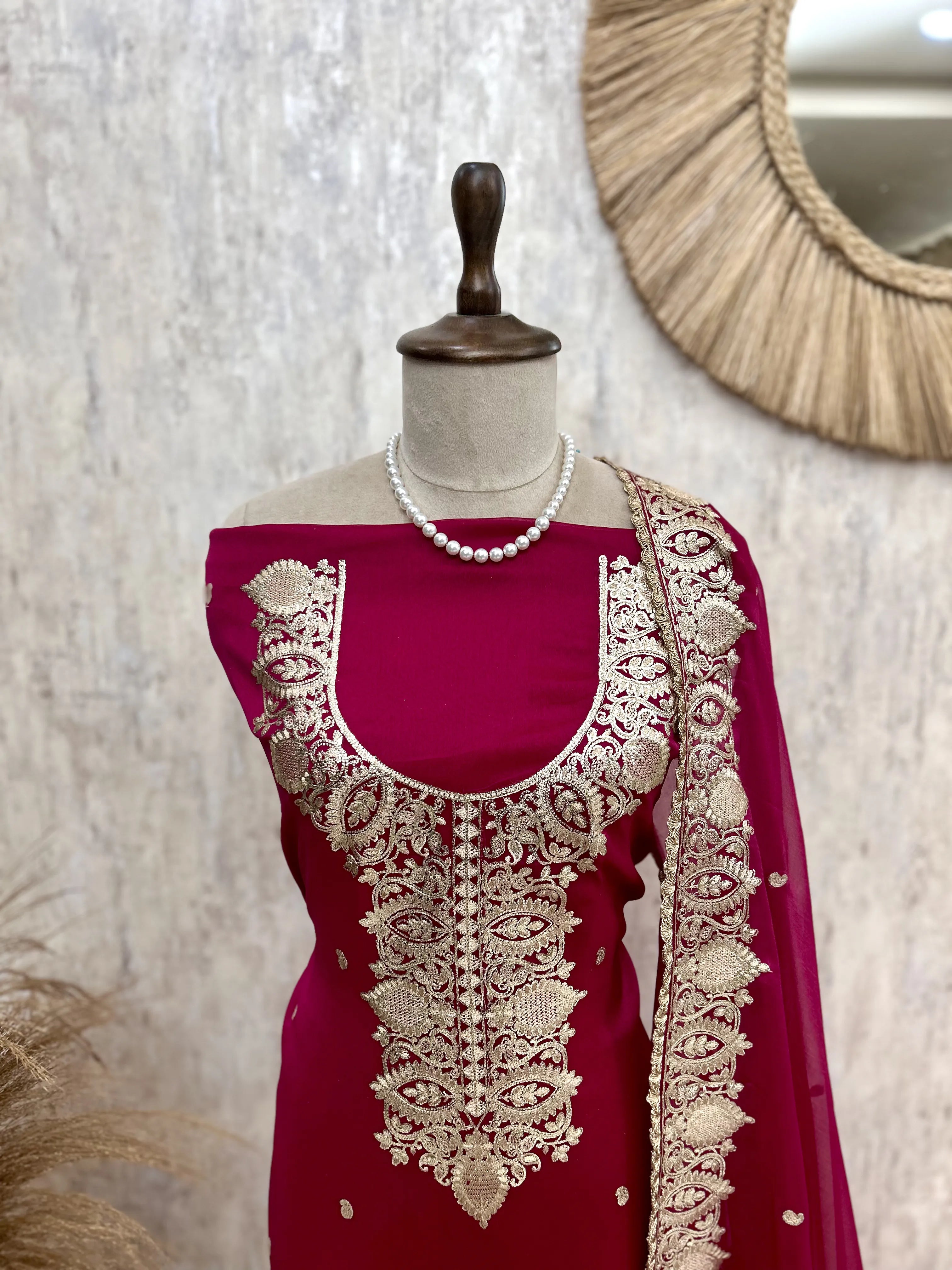 Organza Unstitched Suit Set Featuring Organza Dupatta