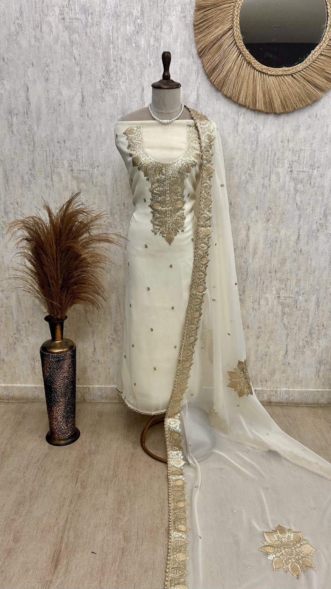 Organza Unstitched Suit Set Featuring Organza Dupatta