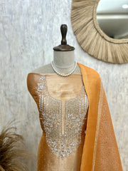 Tissue Unstitched Suit Set Featuring Brocade Tissue Dupatta