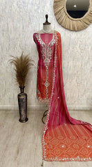 Crush Tissue Unstitched Suit Set With Crush Tissue Dupatta