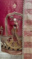 Karwa Chauth Special Unstitched Tissue Suit Set With Organza Dupatta