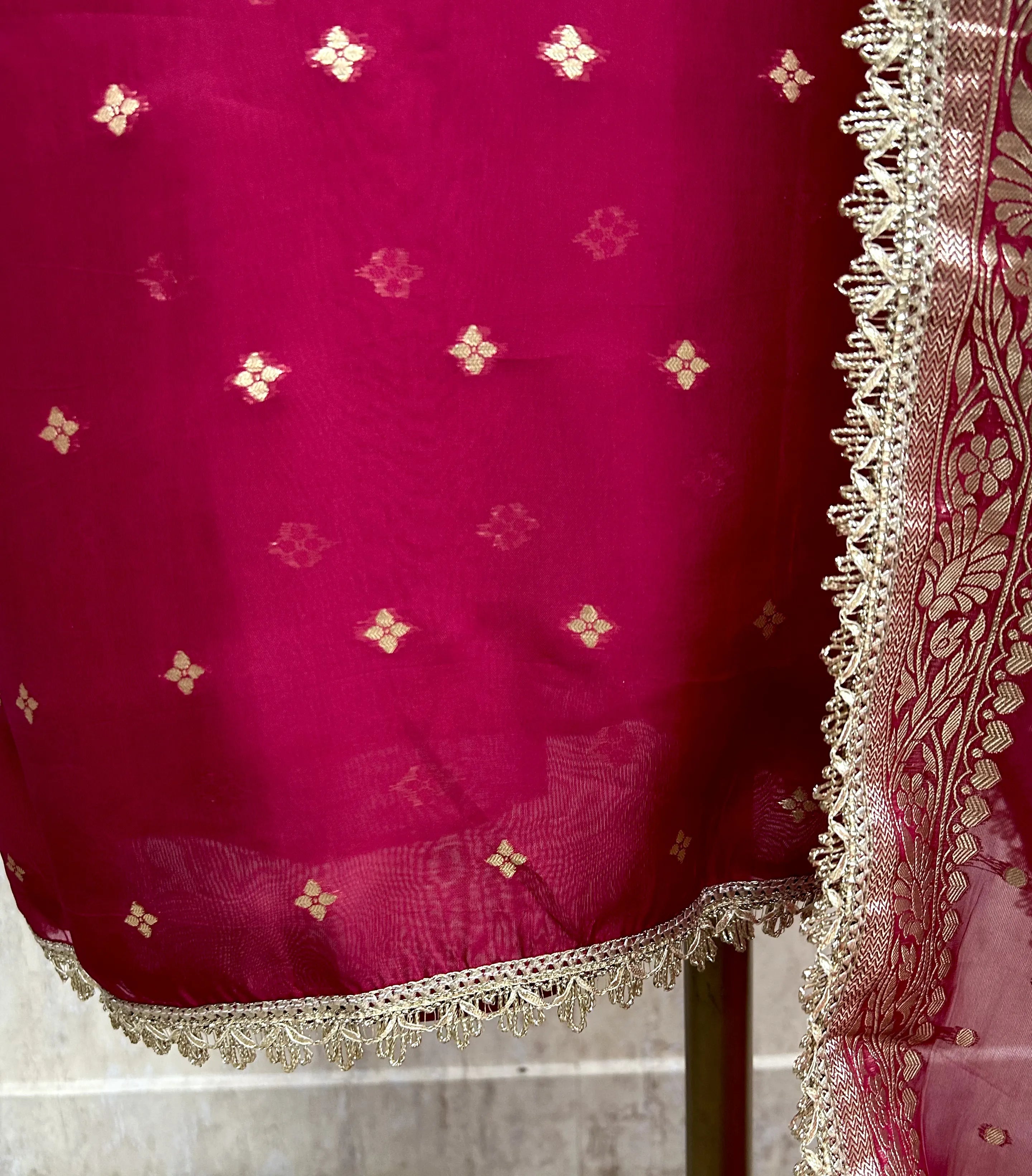 Organza Unstitched Suit Set Featuring Gota Work