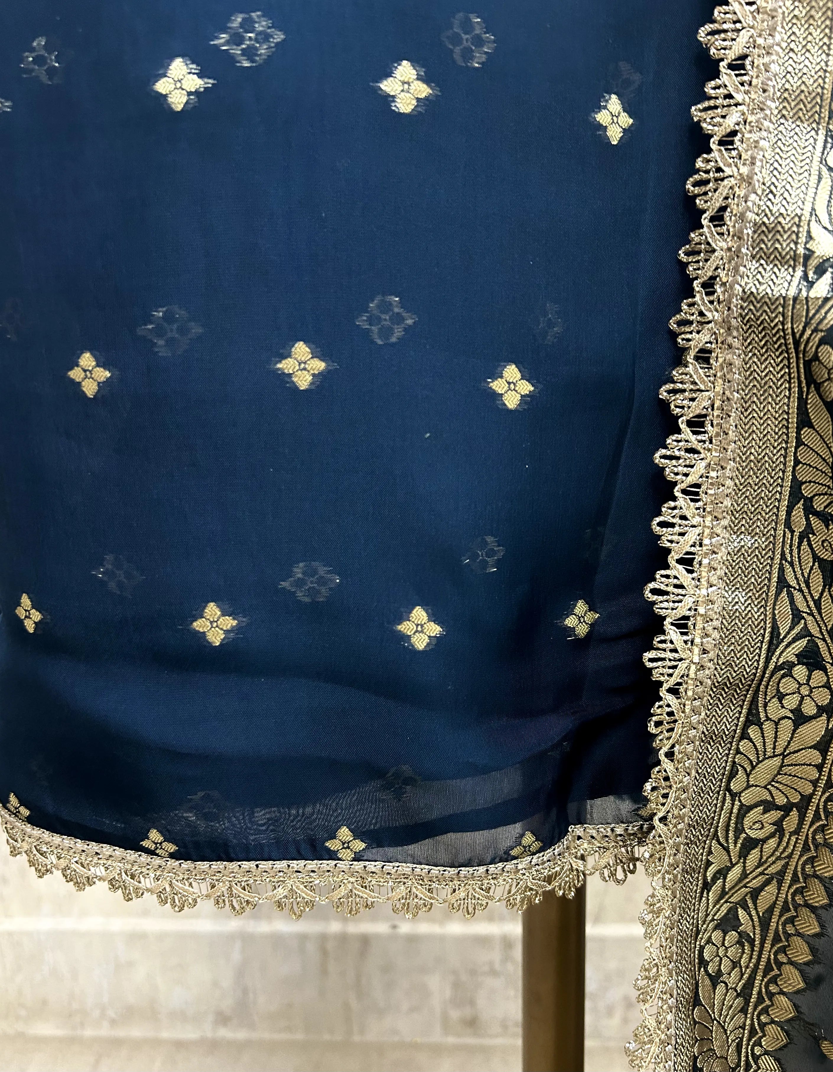 Organza Unstitched Suit Set Featuring Gota Work