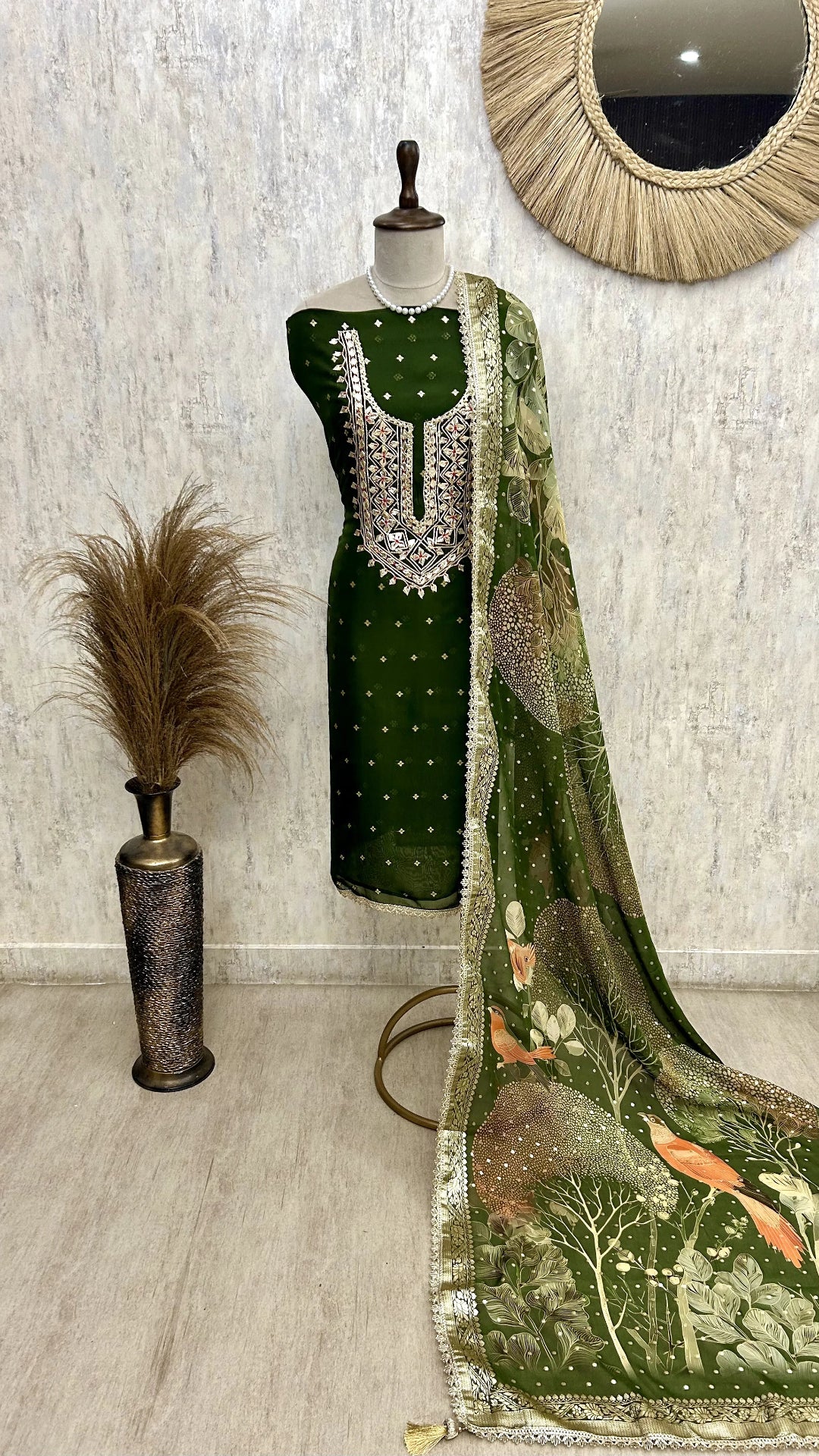 Organza Unstitched Suit Set Featuring Gota Work