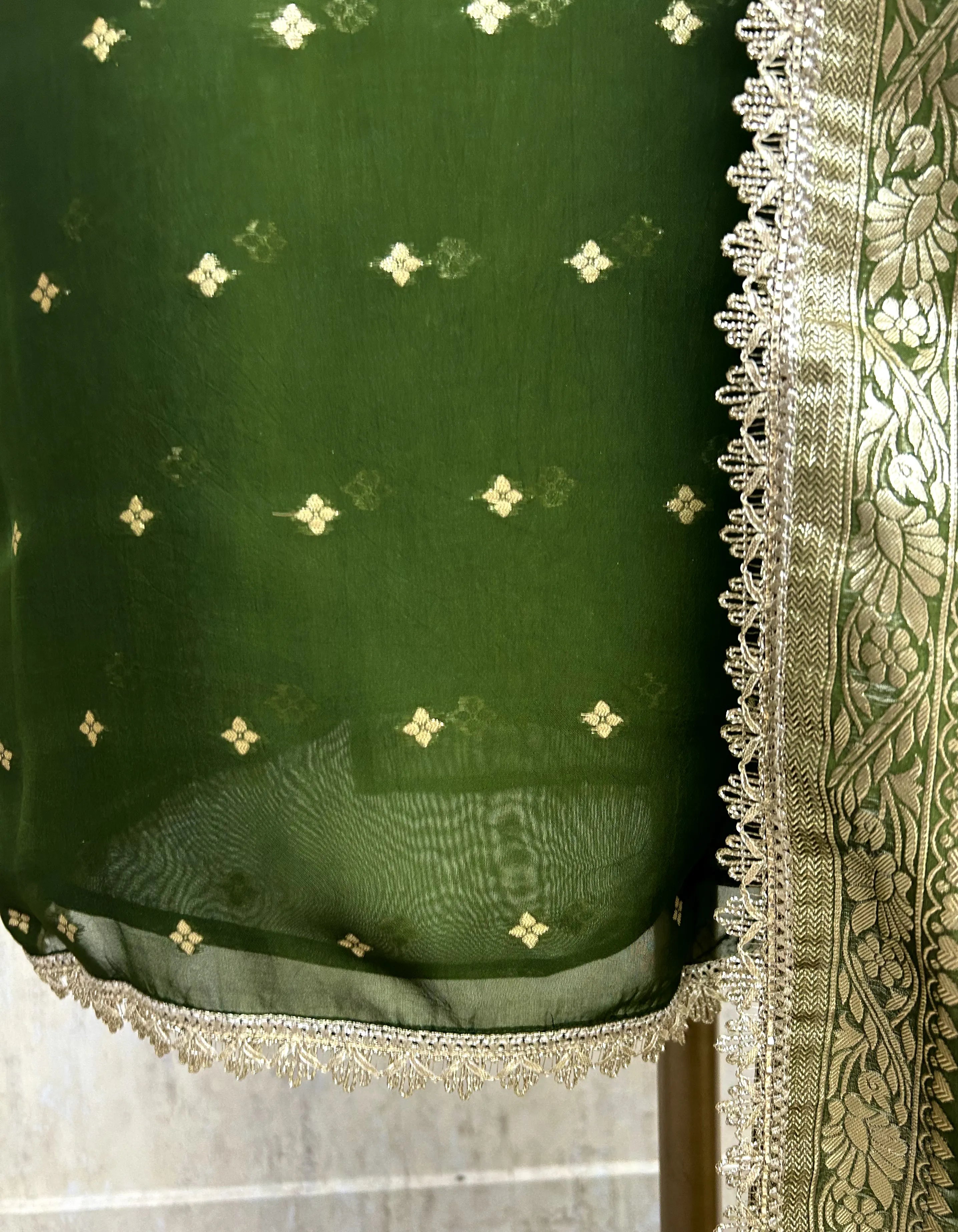 Organza Unstitched Suit Set Featuring Gota Work