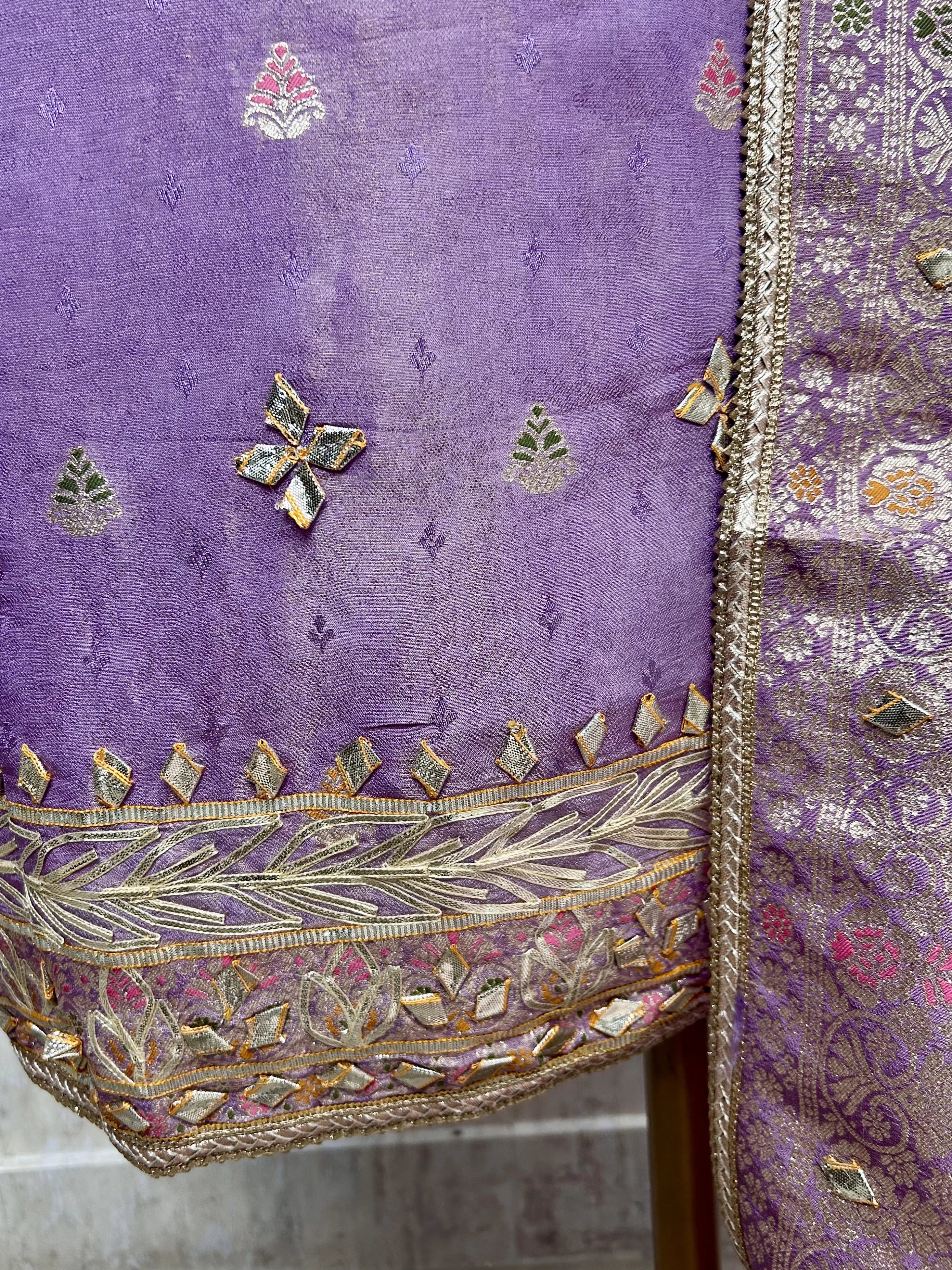 Tissue Unstitched Suit Set Featuring Tissue Dupatta