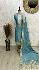 Tissue Unstitched Suit Set Featuring Tissue Dupatta