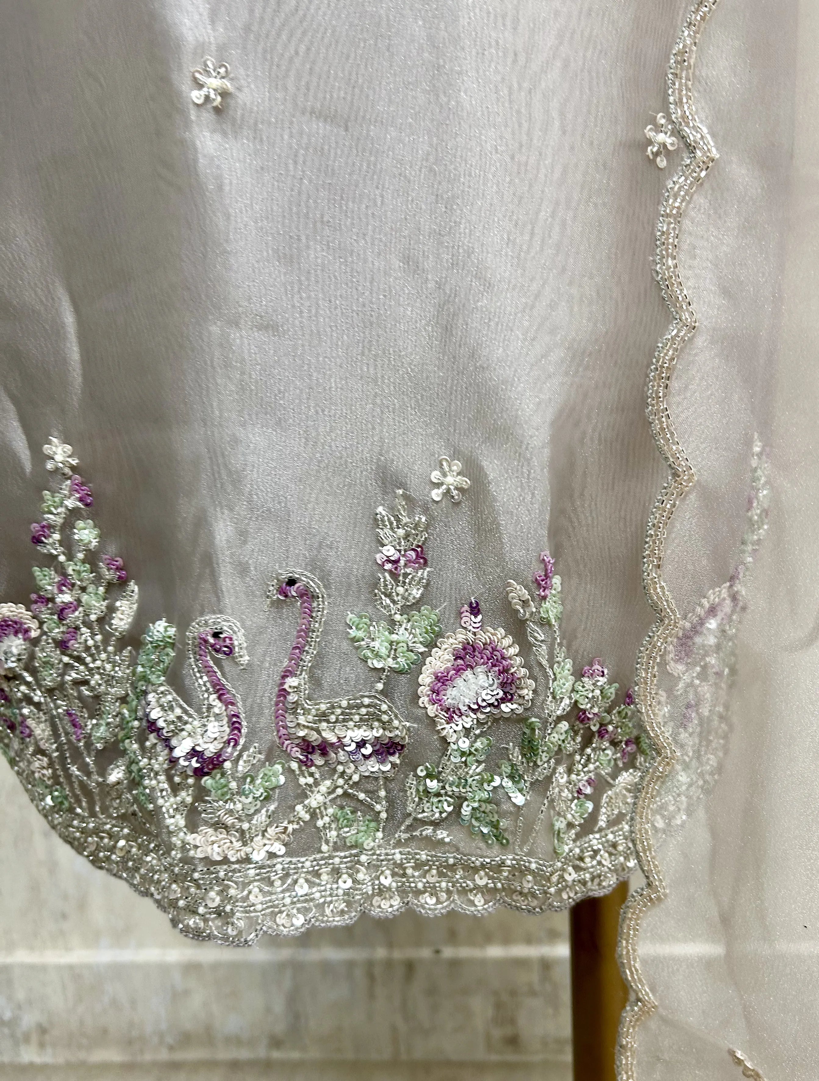 Glass Organza Unstitched Suit Set Featuring Glass Organza Dupatta