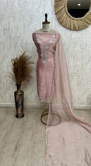 Glass Organza Unstitched Suit Set Featuring Glass Organza Dupatta