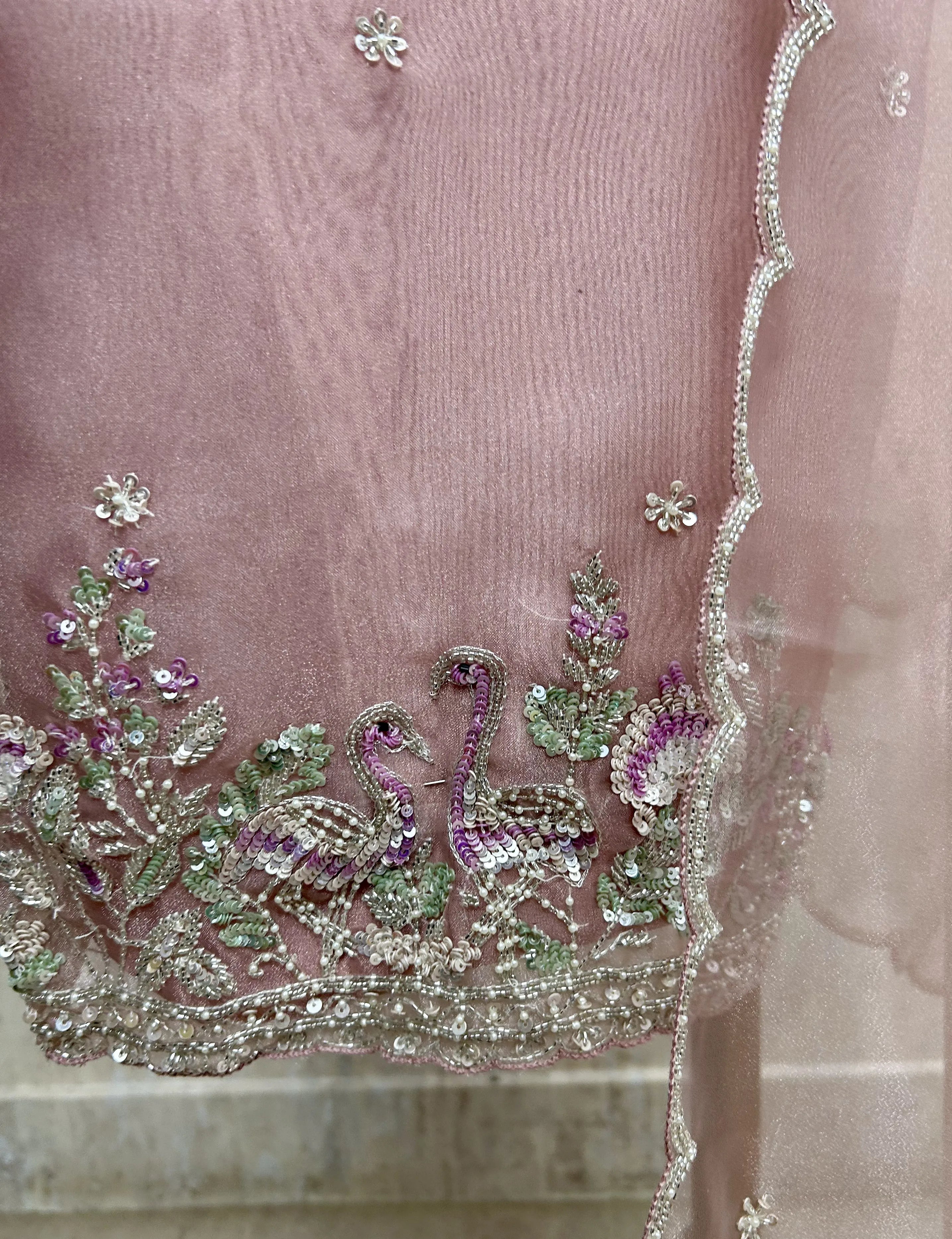 Glass Organza Unstitched Suit Set Featuring Glass Organza Dupatta