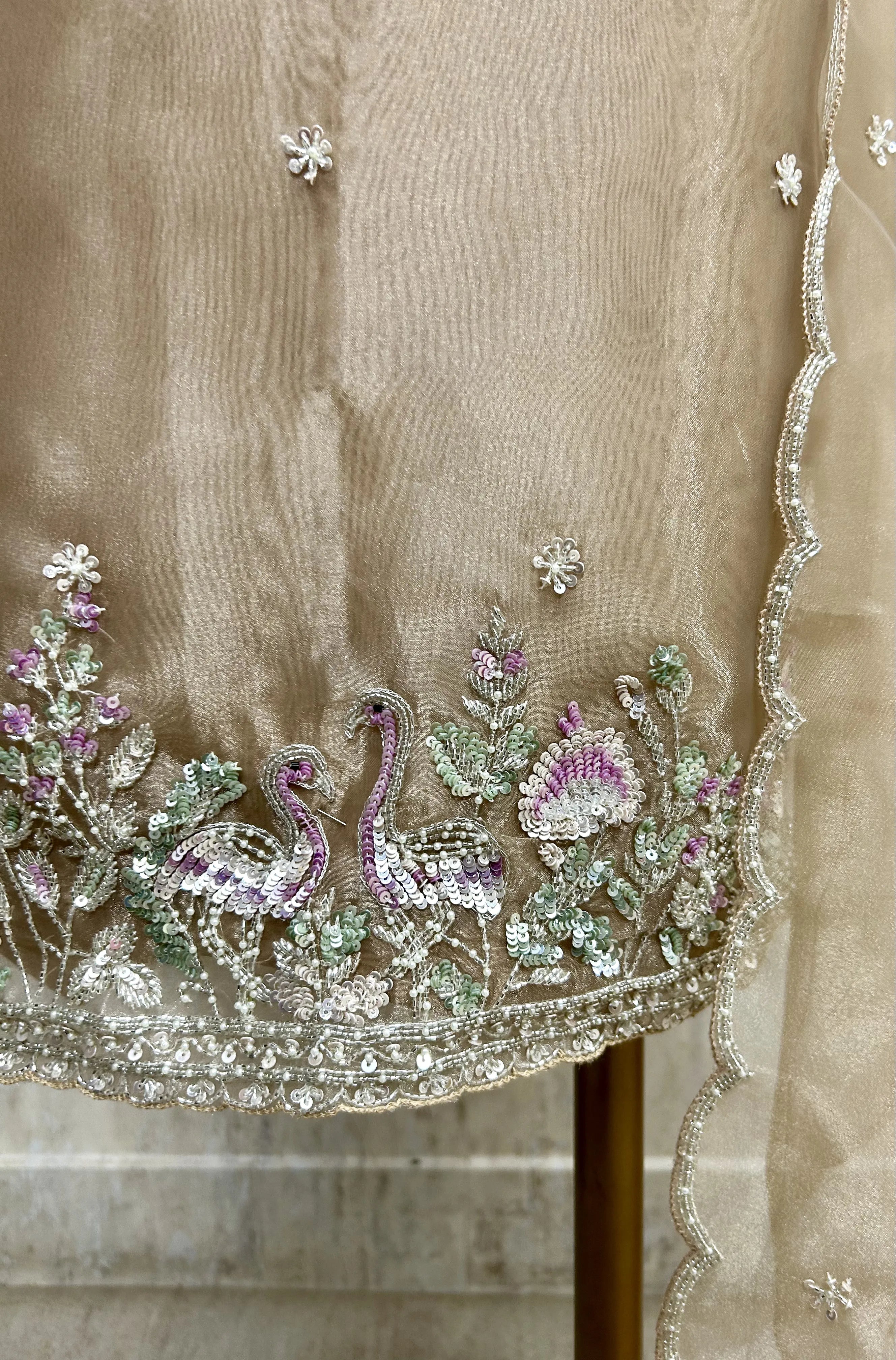 Glass Organza Unstitched Suit Set Featuring Glass Organza Dupatta