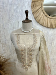 Tissue Unstitched Suit Set With Tissue Dupatta