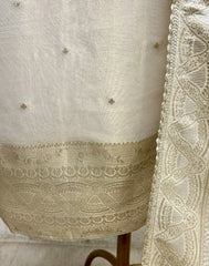 Tissue Unstitched Suit Set With Tissue Dupatta