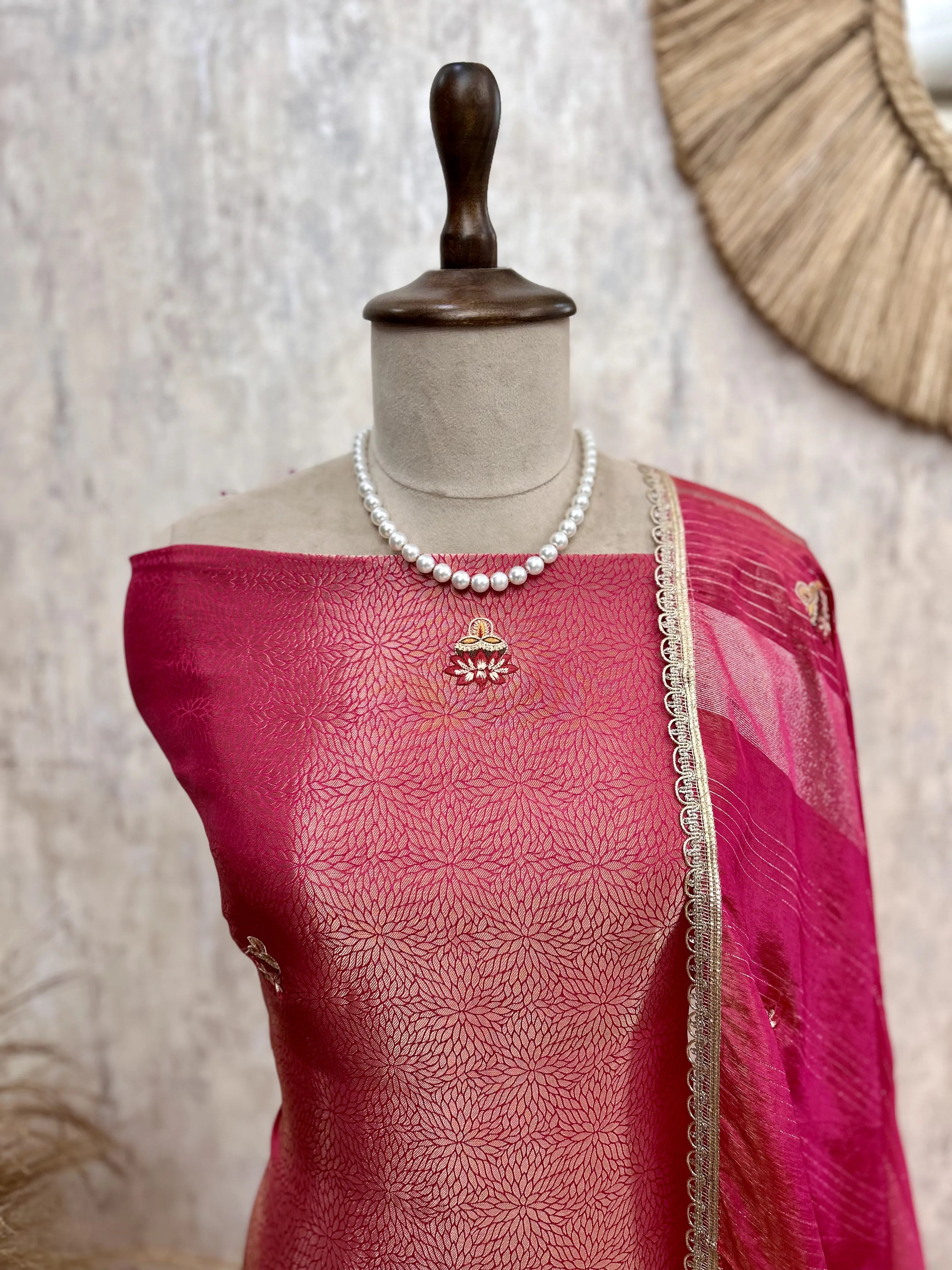 Karwa Chauth Special Tissue Unstitched Suit Set