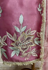 Glass Organza Unstitched Suit Set Featuring Glass Organza Dupatta