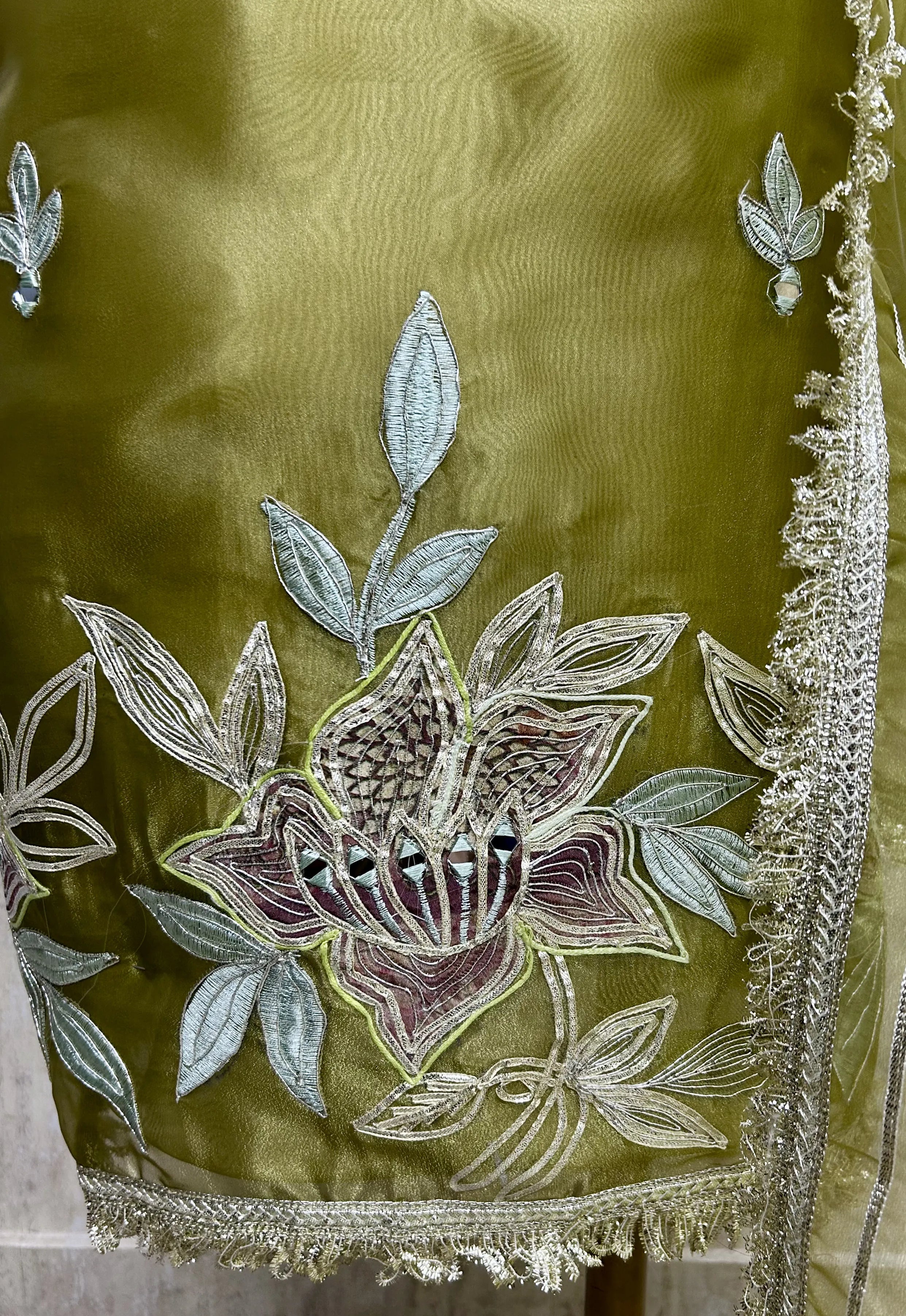 Glass Organza Unstitched Suit Set Featuring Glass Organza Dupatta