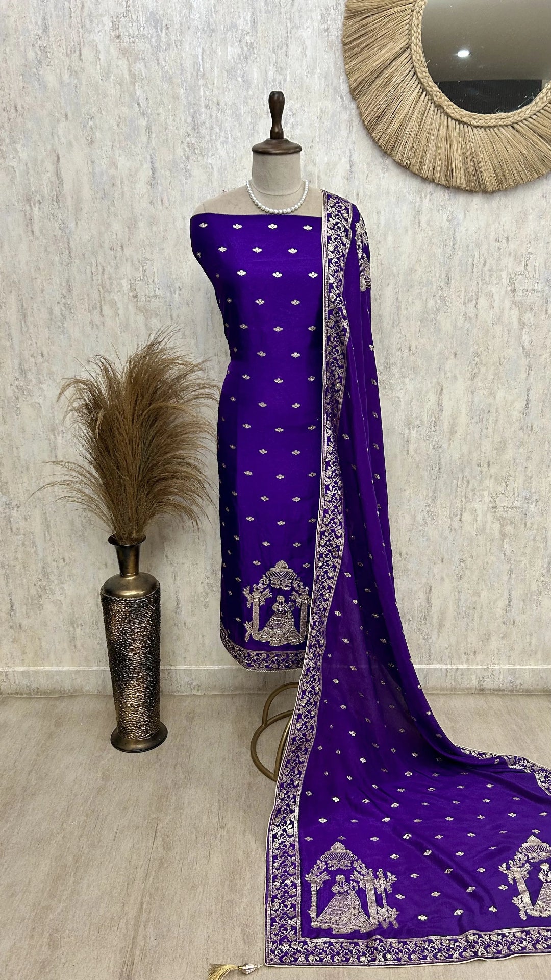 Karwa Chauth Special Dola Silk Unstitched Suit Set