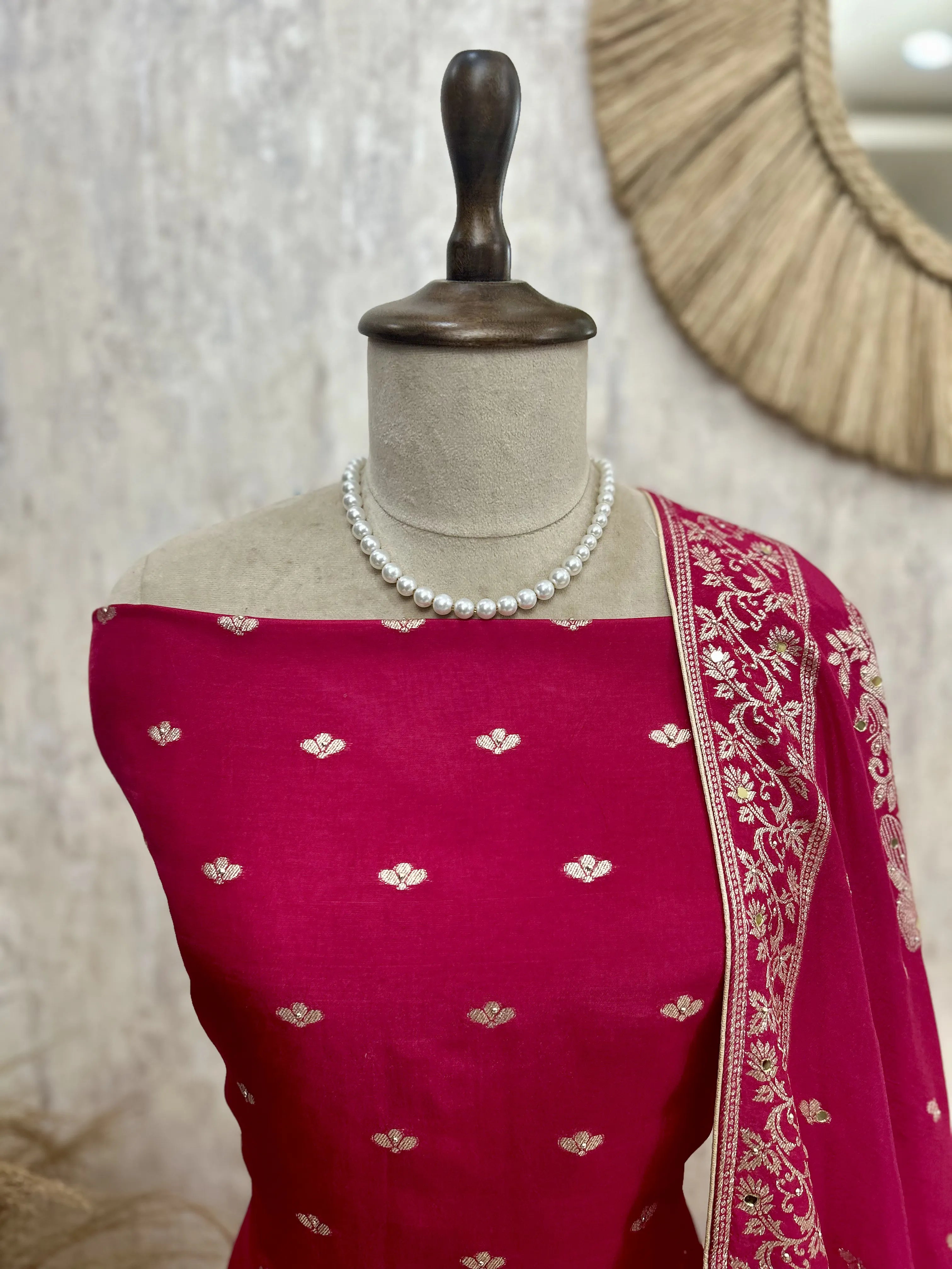 Karwa Chauth Special Dola Silk Unstitched Suit Set