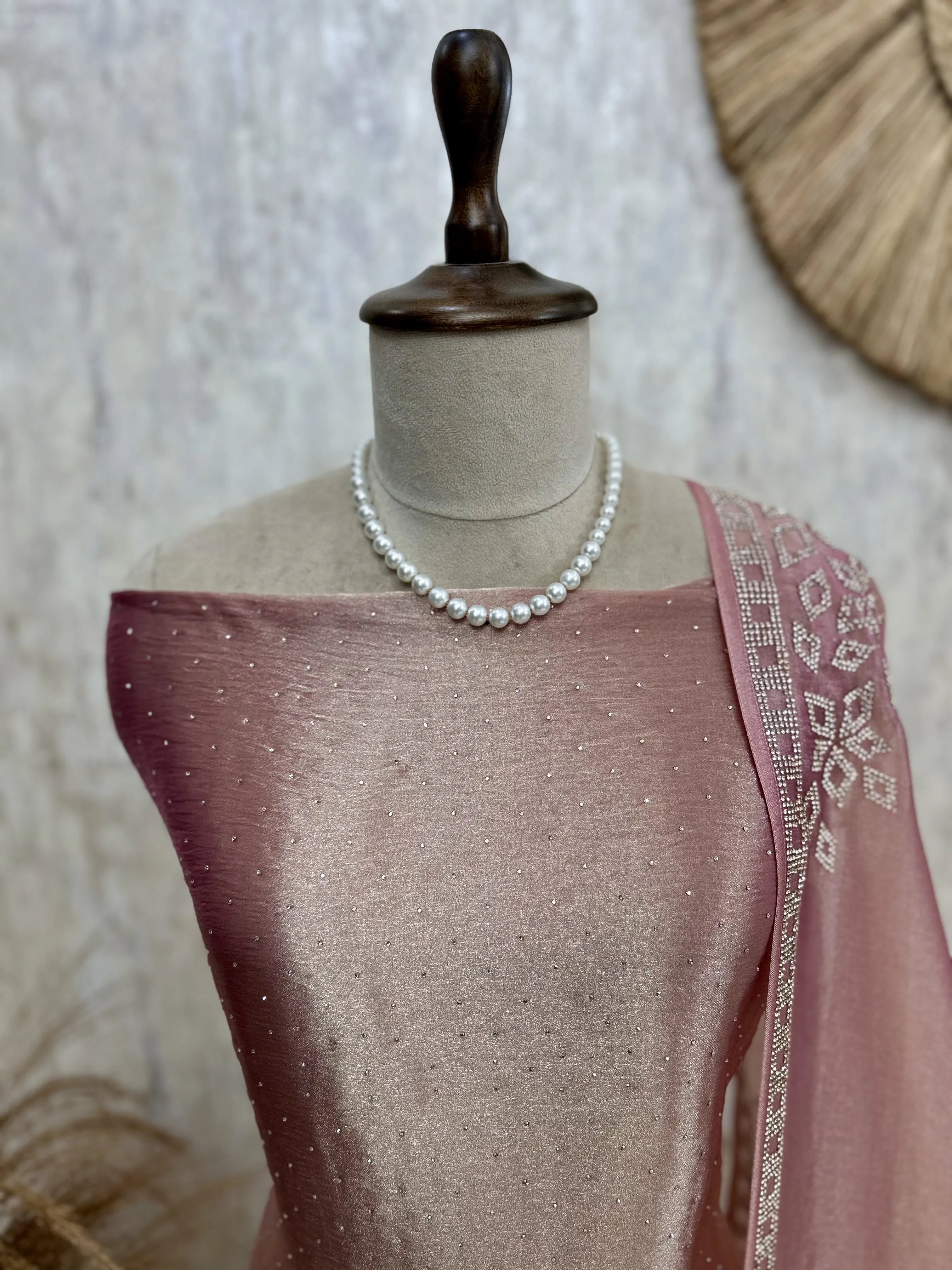 Glass Organza Unstitched Suit Set Featuring Glass Organza Dupatta