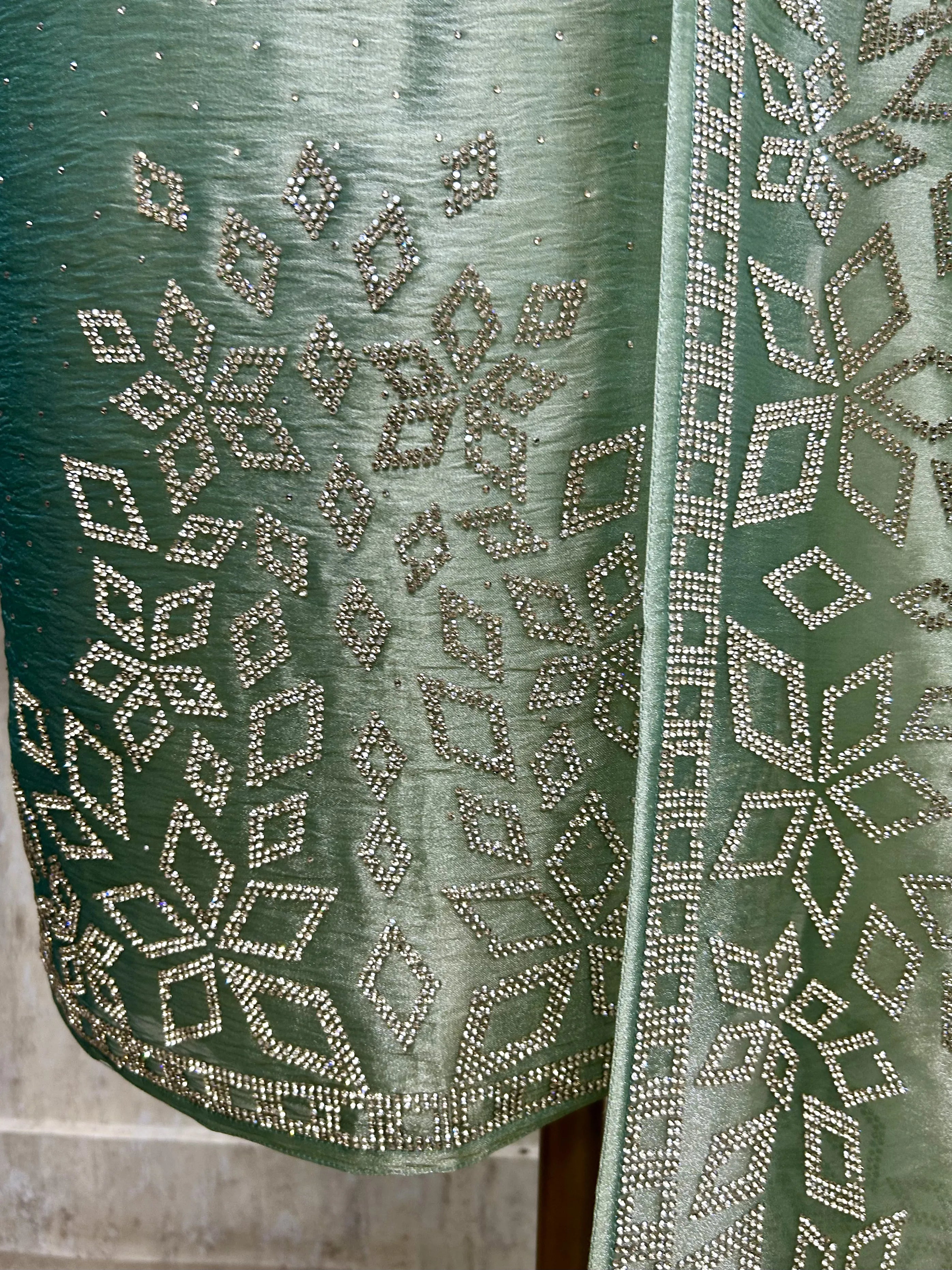 Glass Organza Unstitched Suit Set Featuring Glass Organza Dupatta