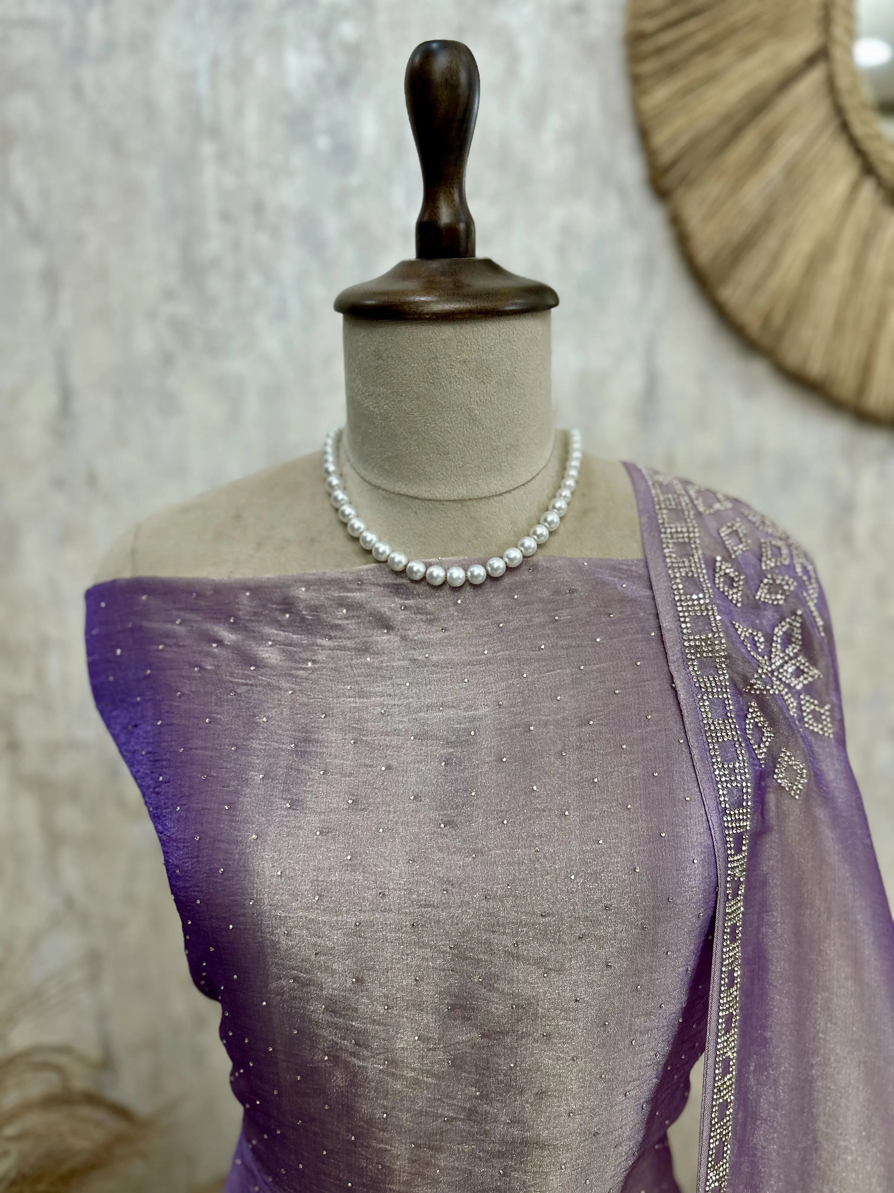 Glass Organza Unstitched Suit Set Featuring Glass Organza Dupatta