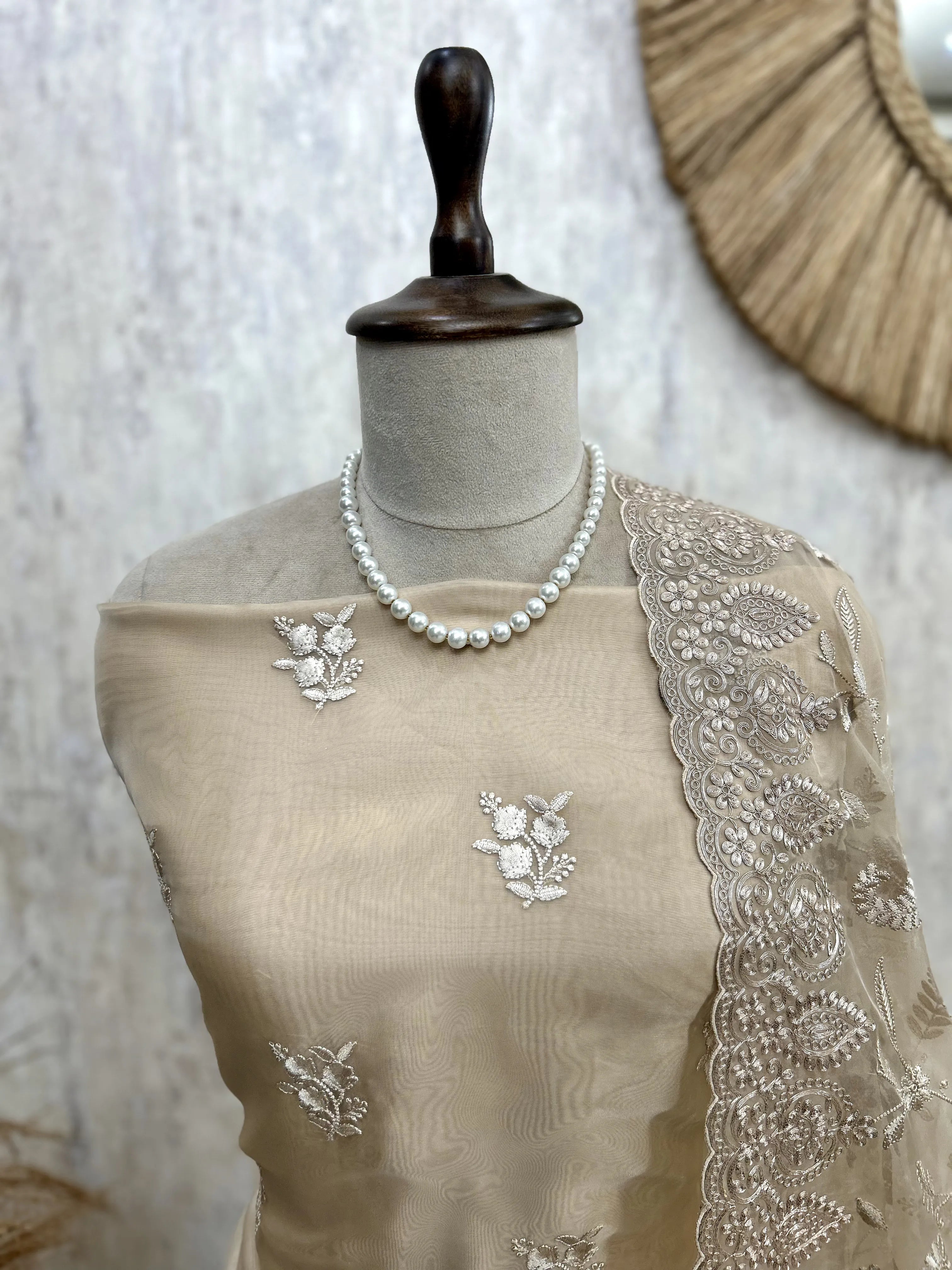 Glass Organza Unstitched Suit Set Featuring Glass Organza Dupatta