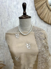 Glass Organza Unstitched Suit Set Featuring Glass Organza Dupatta