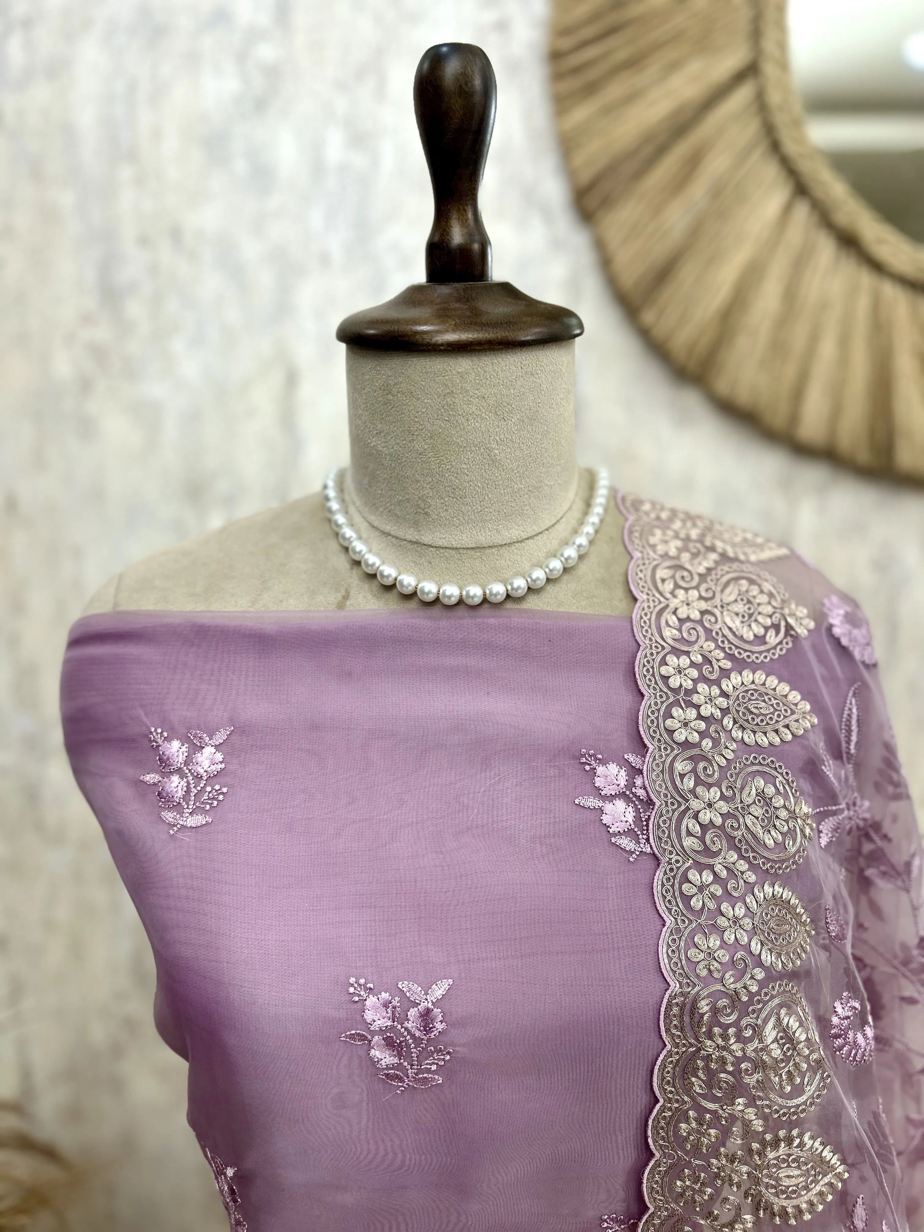 Glass Organza Unstitched Suit Set Featuring Glass Organza Dupatta