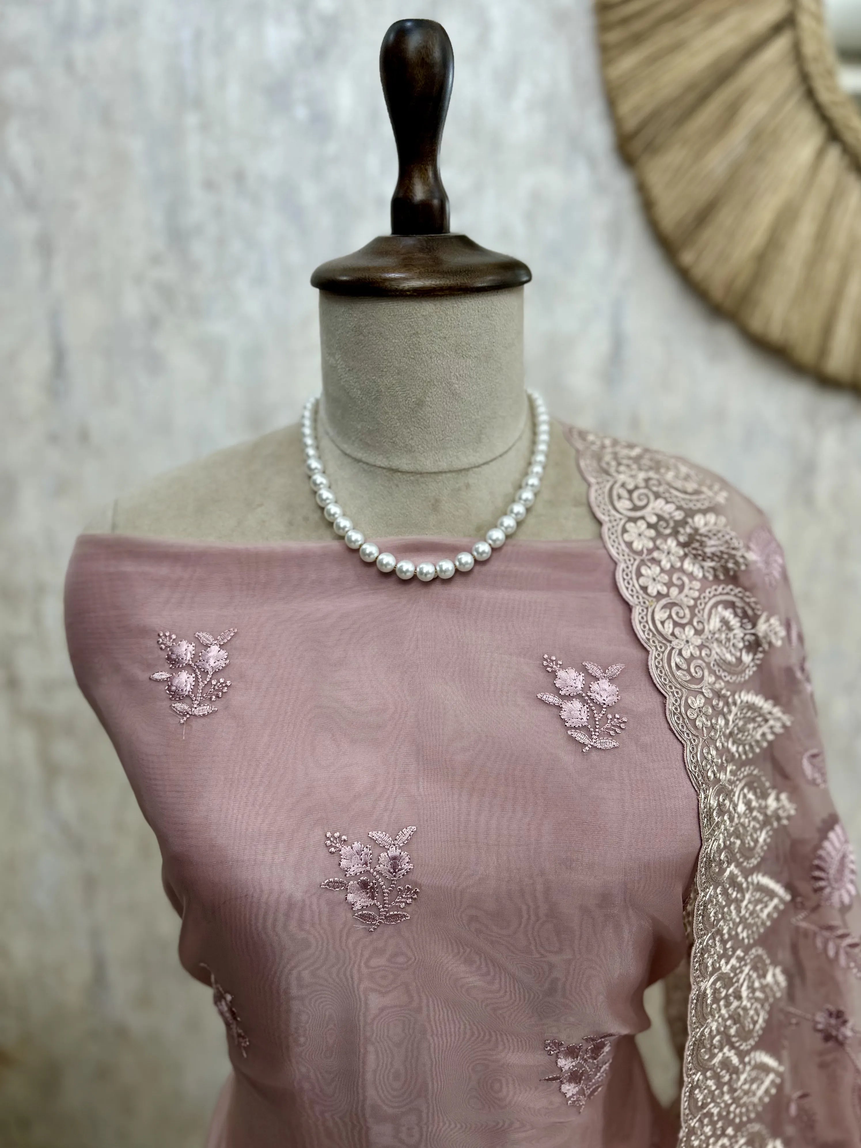 Glass Organza Unstitched Suit Set Featuring Glass Organza Dupatta