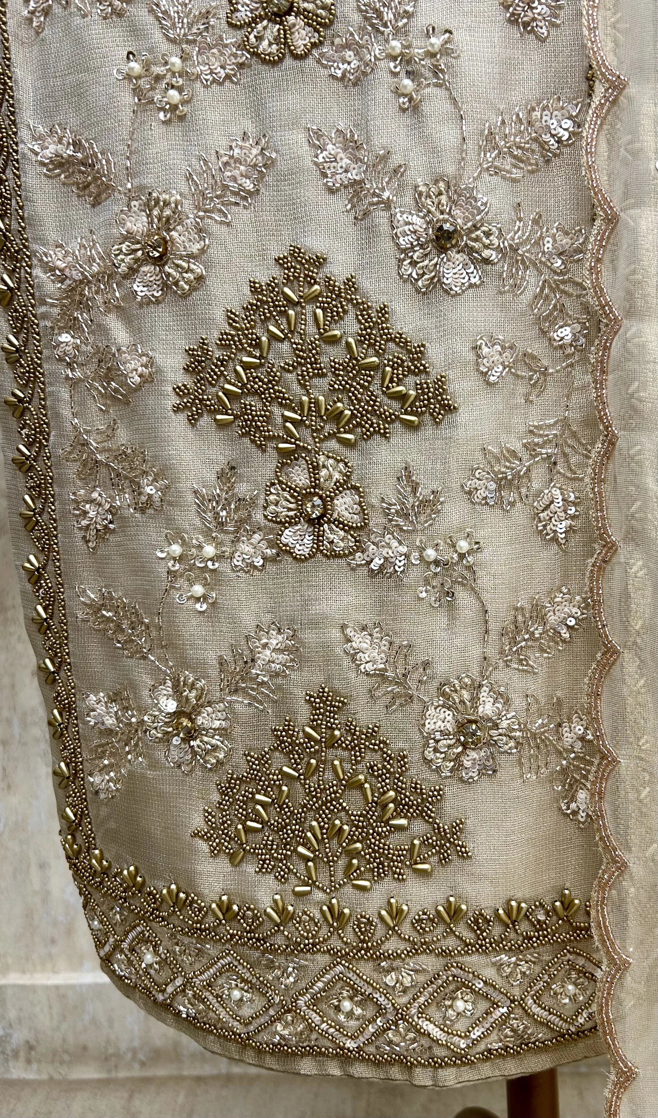 Tissue Unstitched Suit Set Featuring Tissue Dupatta