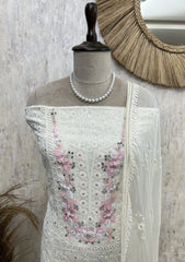 Lucknowi Chikankari Georgette Unstitched Suit Set