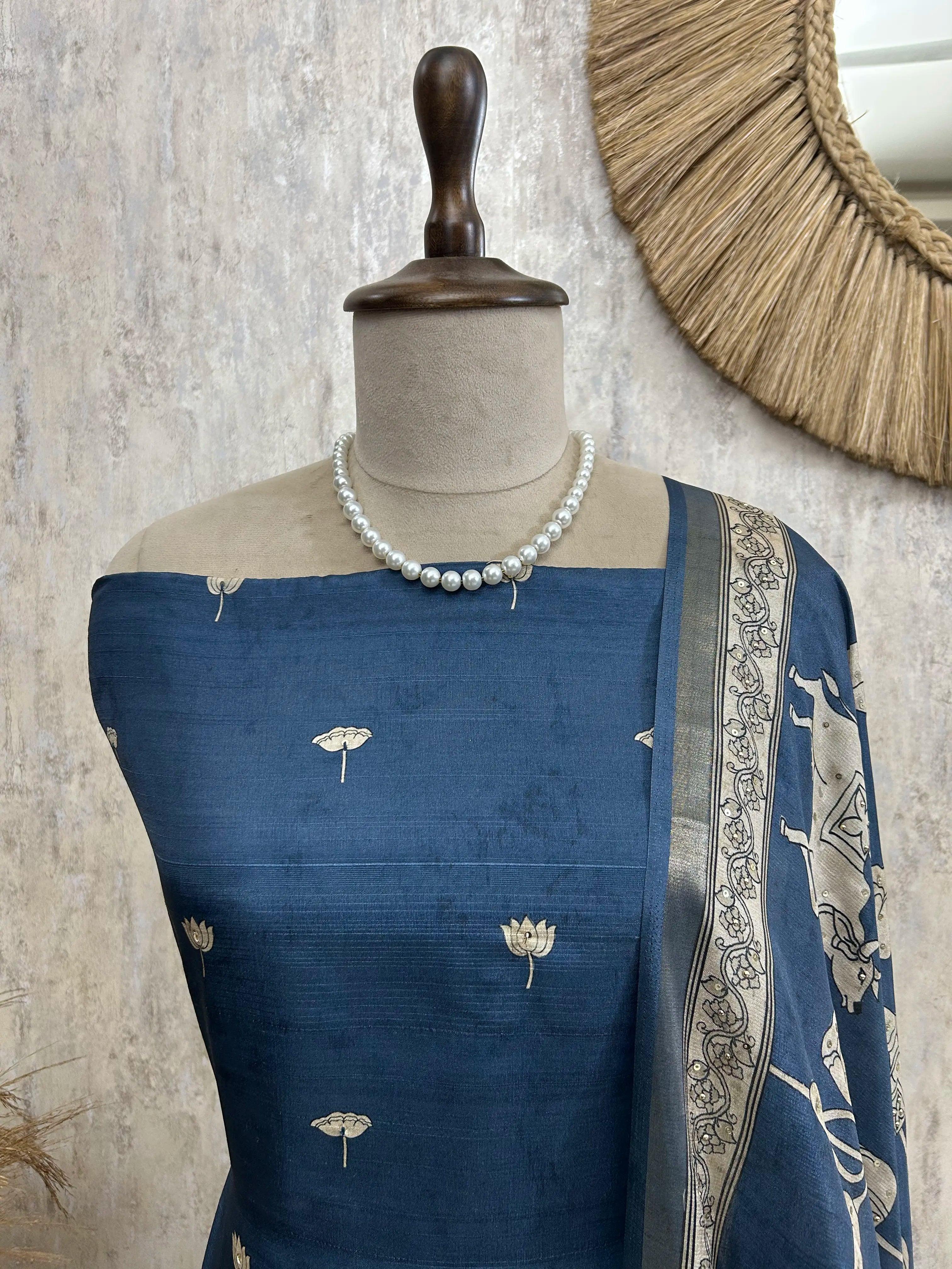 Tussar Silk Unstitched Suit Set